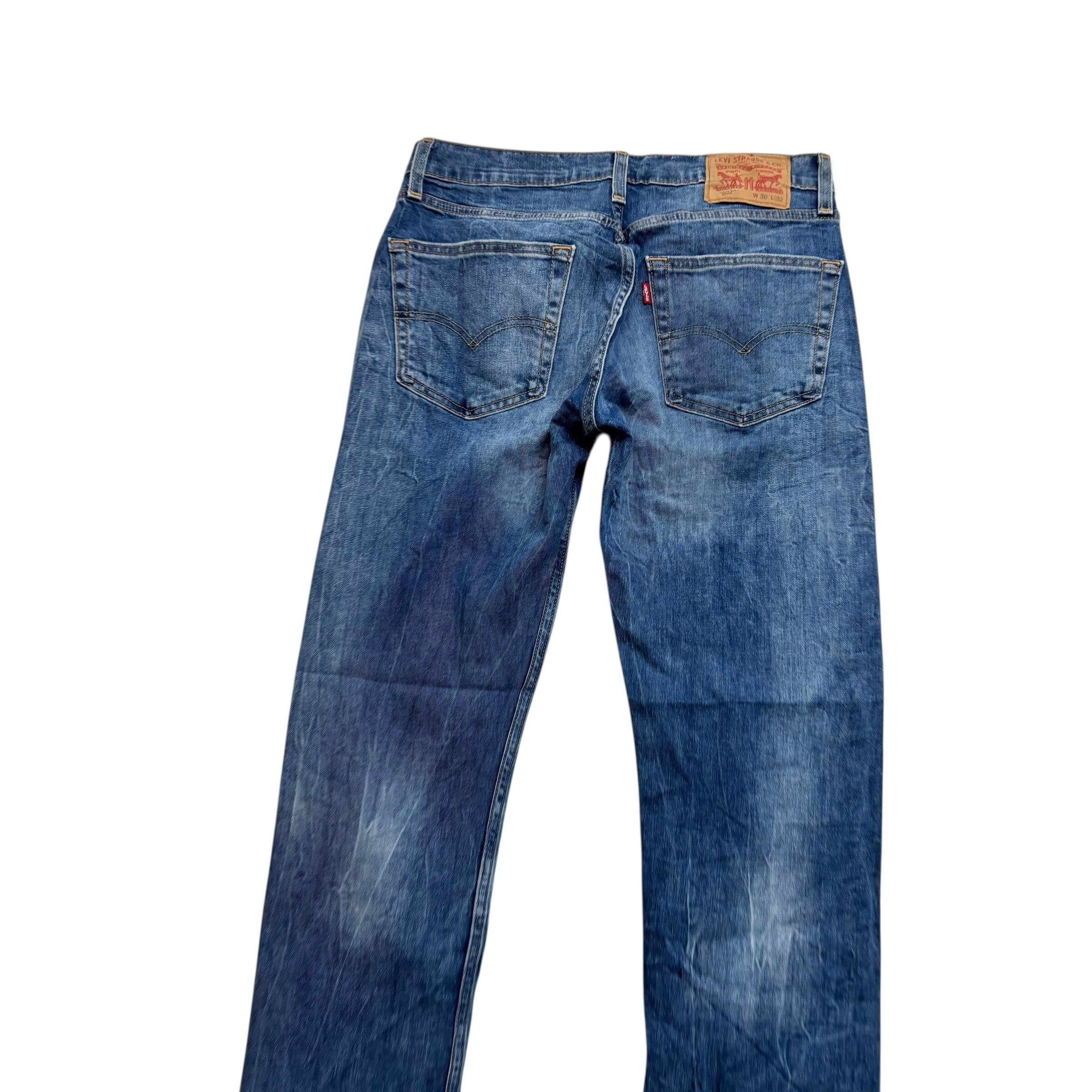 Levis 502 Jeans W30 L31 Mens Mid Blue Regular Tapered Fit Stretch Denim (E)