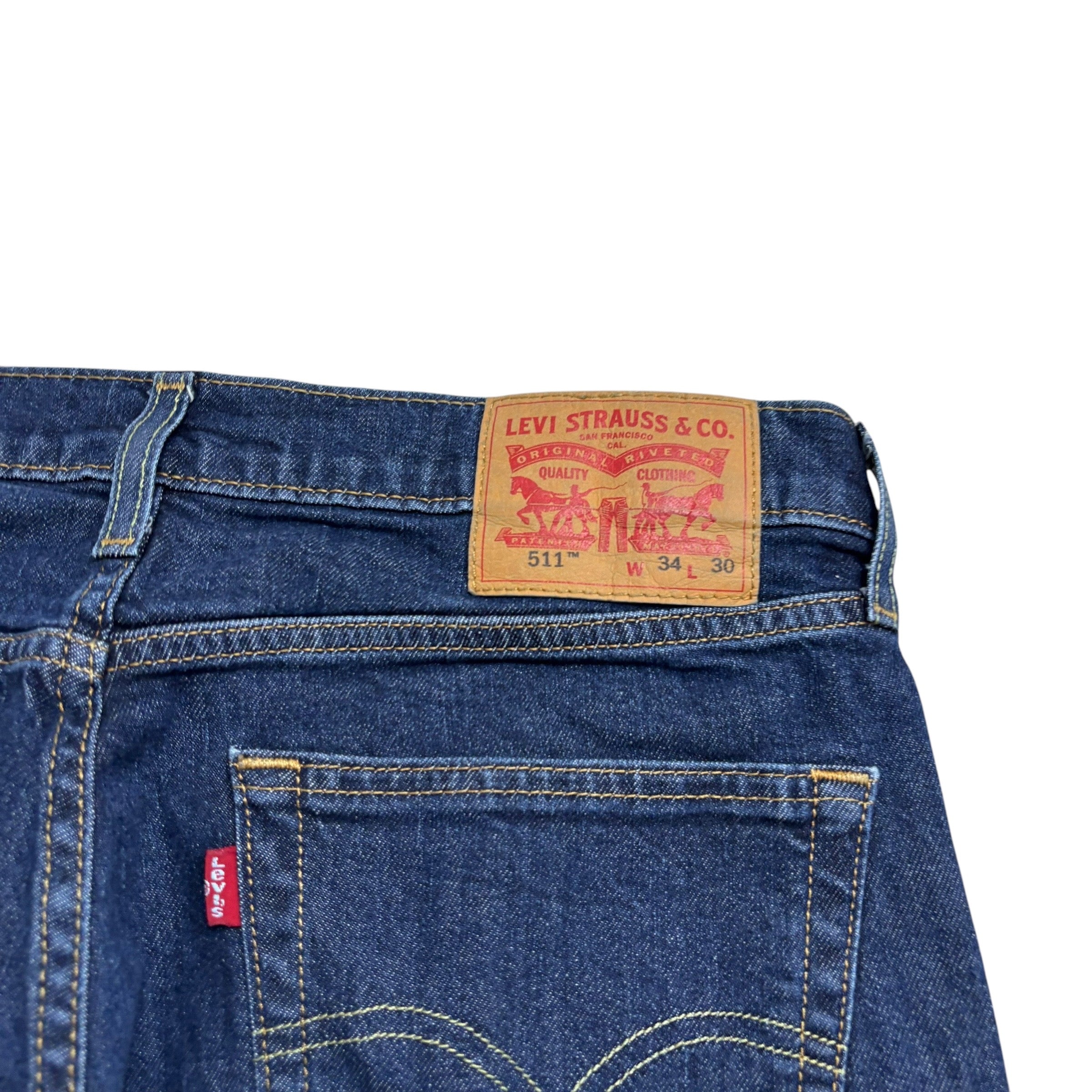 Levis 511 Jeans W34 L30 Mens Dark Blue Slim Fit Stretch Denim (E)