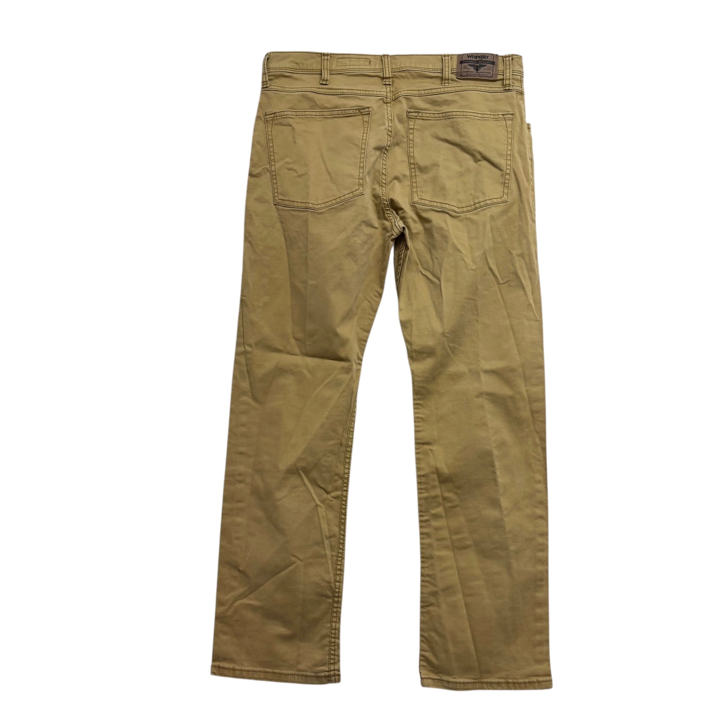 Wrangler Trousers W33 L30 Mens Yellow Slim Straight Fit Stretch Pants (E)