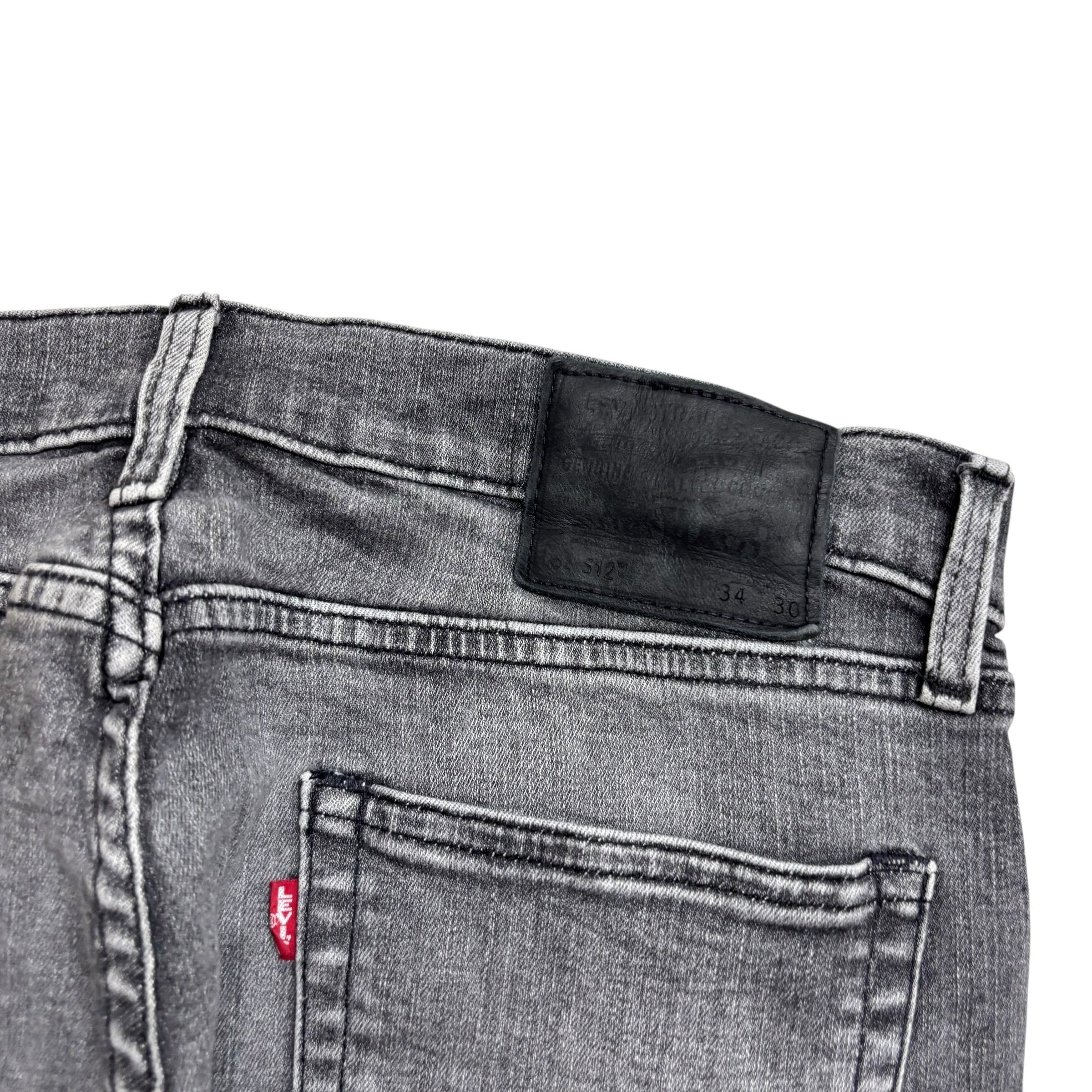 Levis 512 Jeans W34 L30 Mens Grey Slim Tapered Fit Stretch Denim