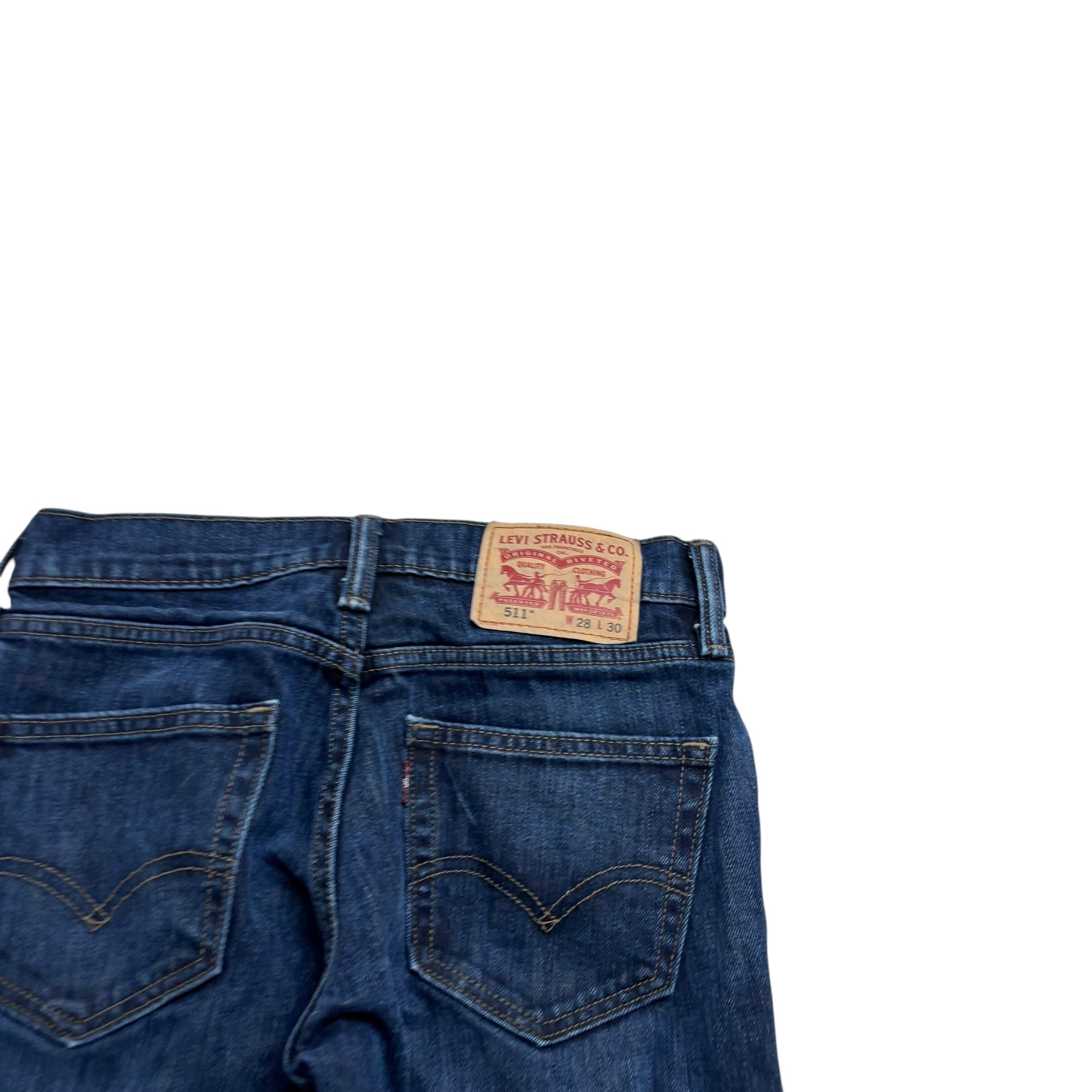 Levis 511 Jeans W28 L29 Mens Dark Blue Slim Fit Stretch Denim (E)