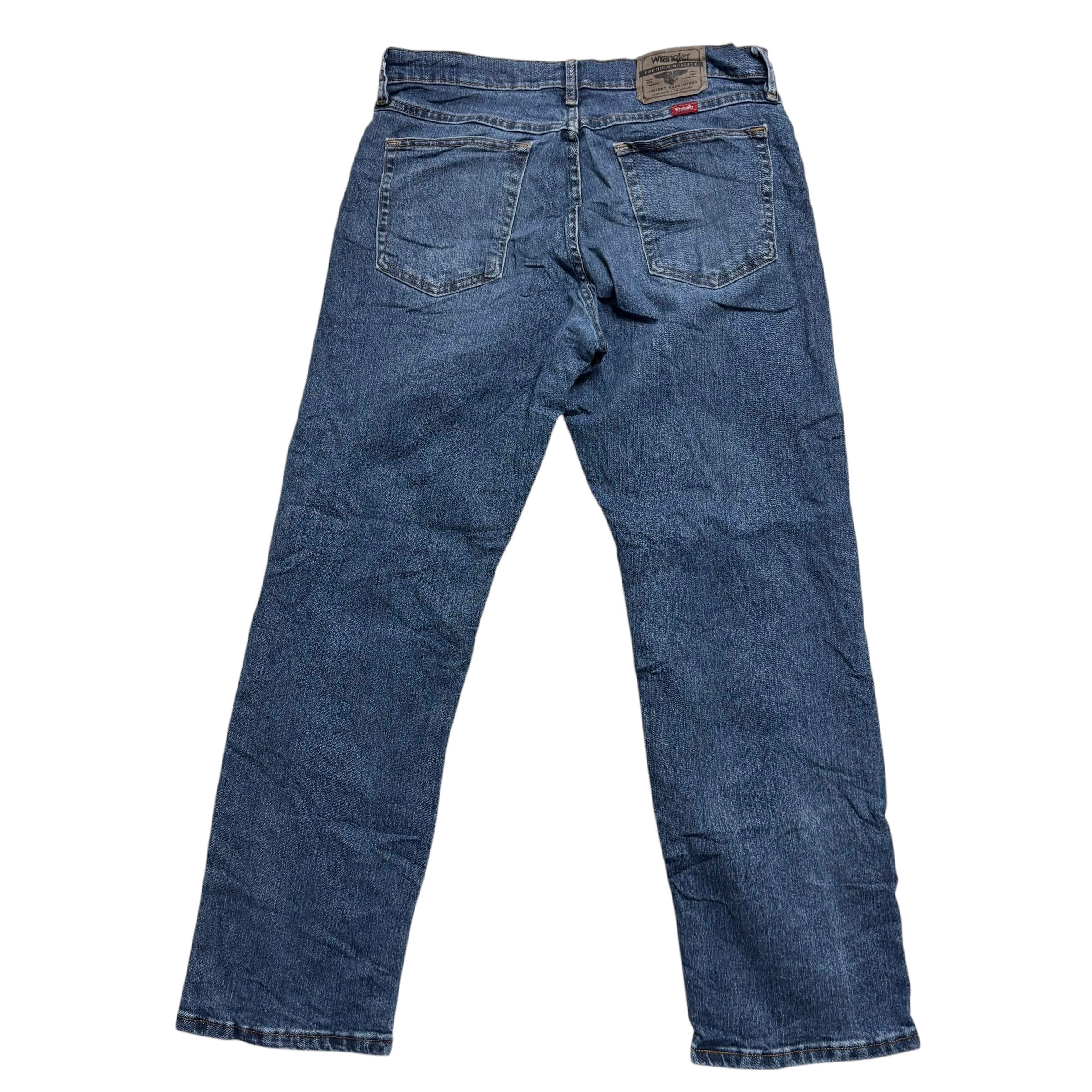 Wrangler Jeans W32 L30 Mens Mid Blue Relaxed Straight Fit Stretch Denim