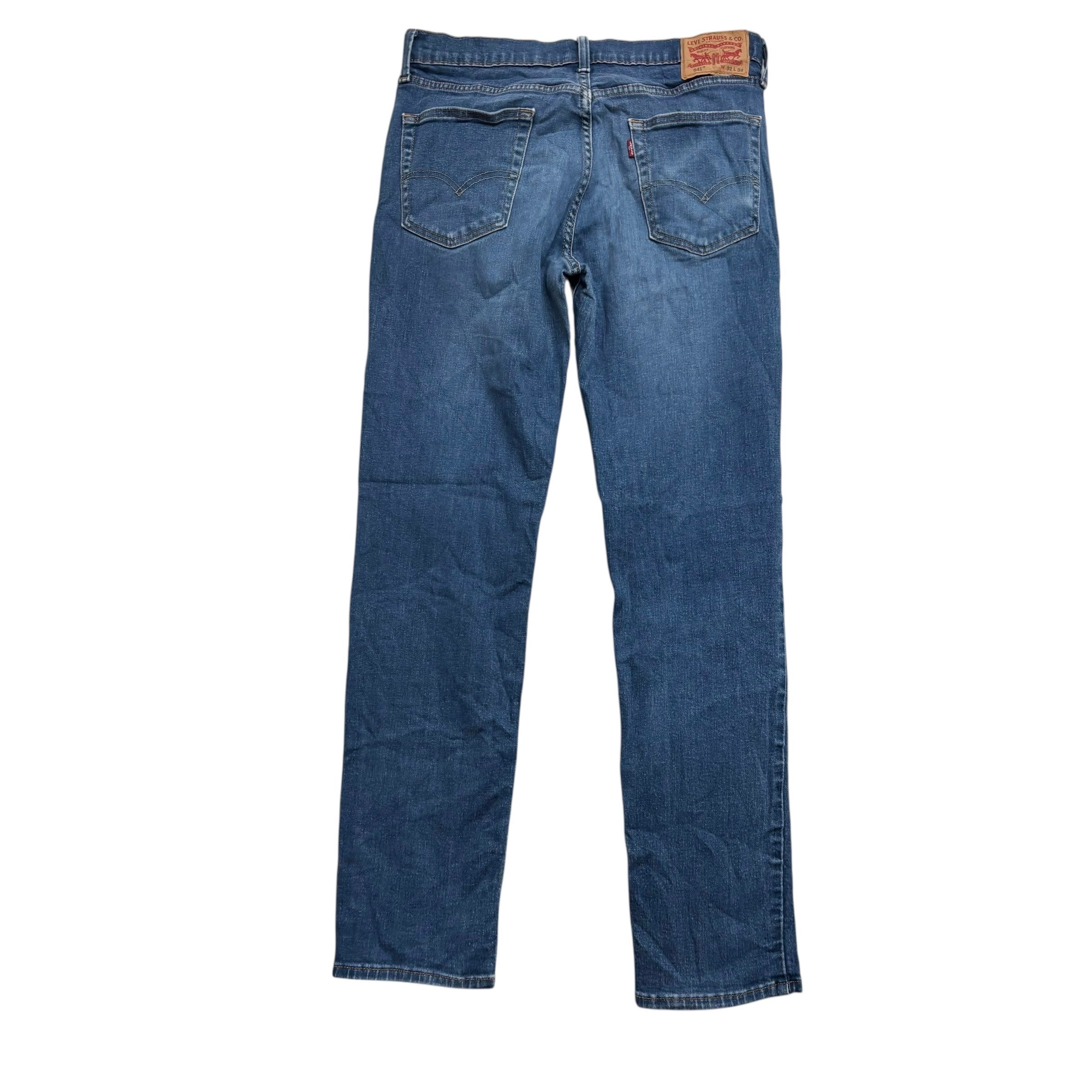 Levis 541 Jeans W32 L33 Mens Mid Blue Athletic Tapered Fit Stretch Denim