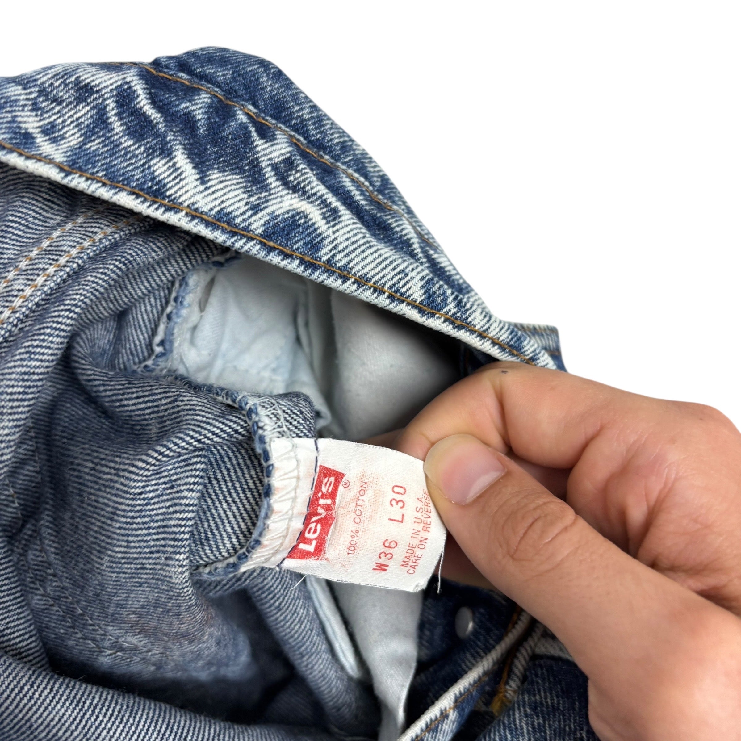 Levis 505 Jeans W35 L28 Mens Mid Blue Regular Straight Fit Vintage 80s USA Made