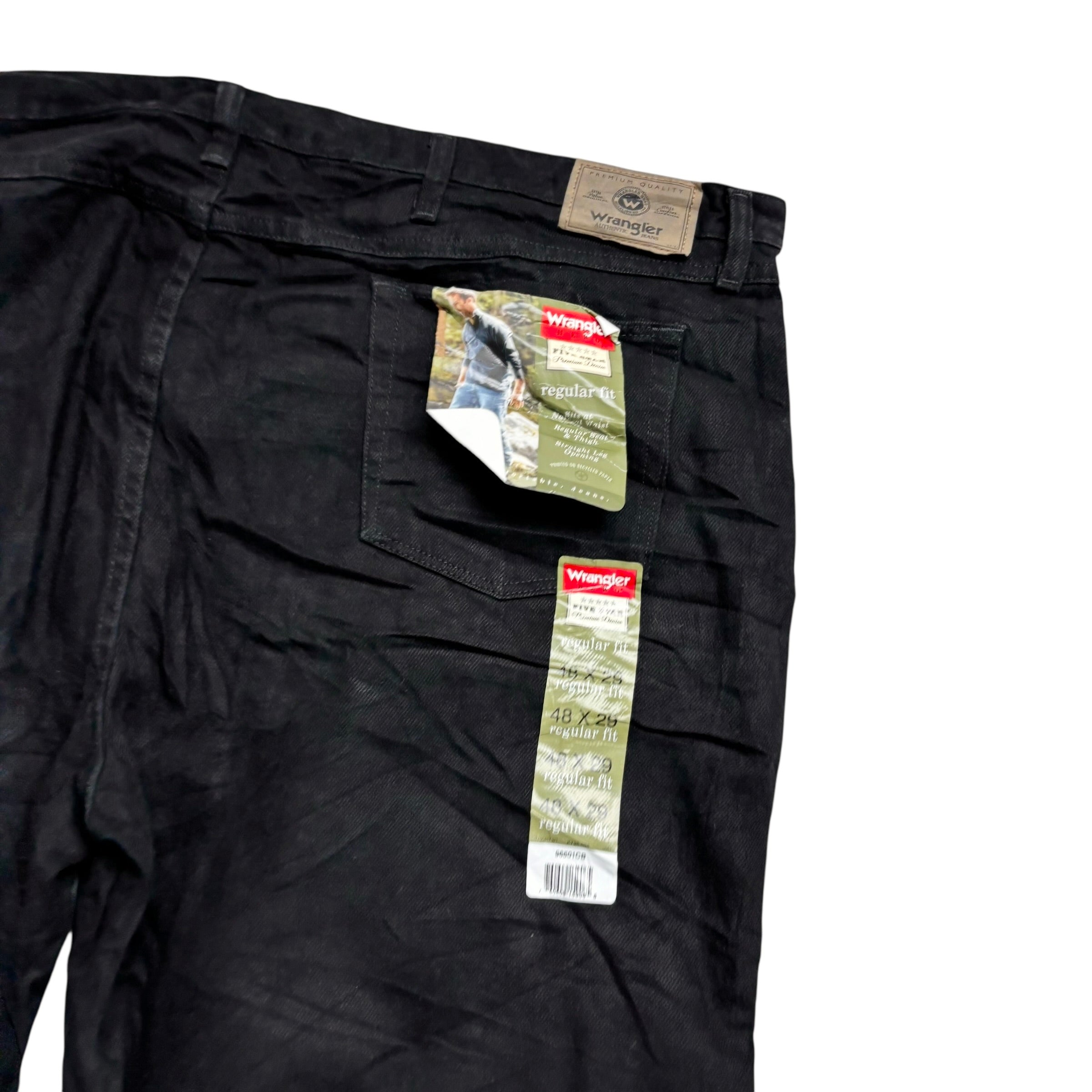 Wrangler Jeans W48 L29 Mens Black Regular Straight Fit Vintage Denim (E)