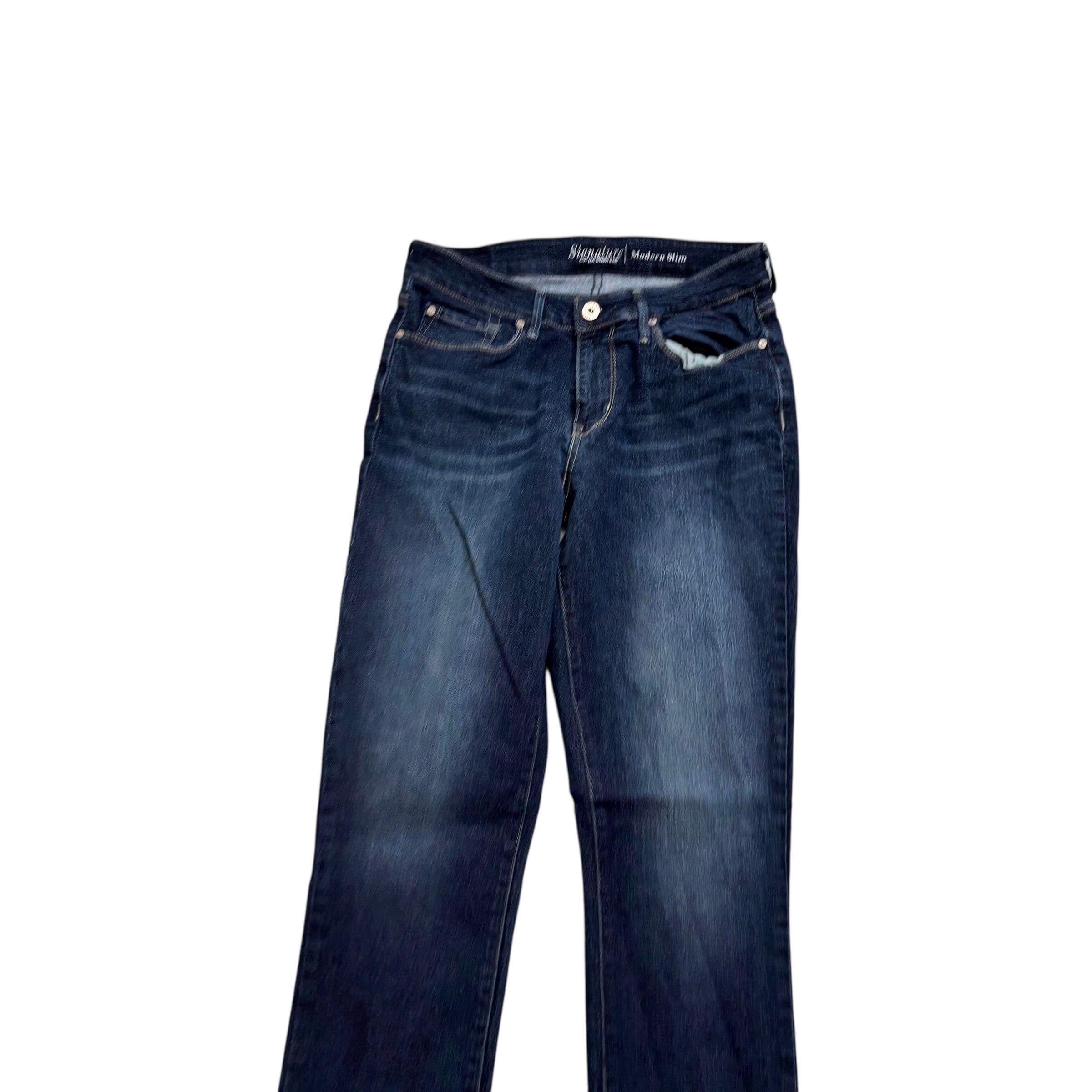 Levis Signature Jeans W26 L32 Womens Slim Fit Dark Blue Stretch Denim (E)