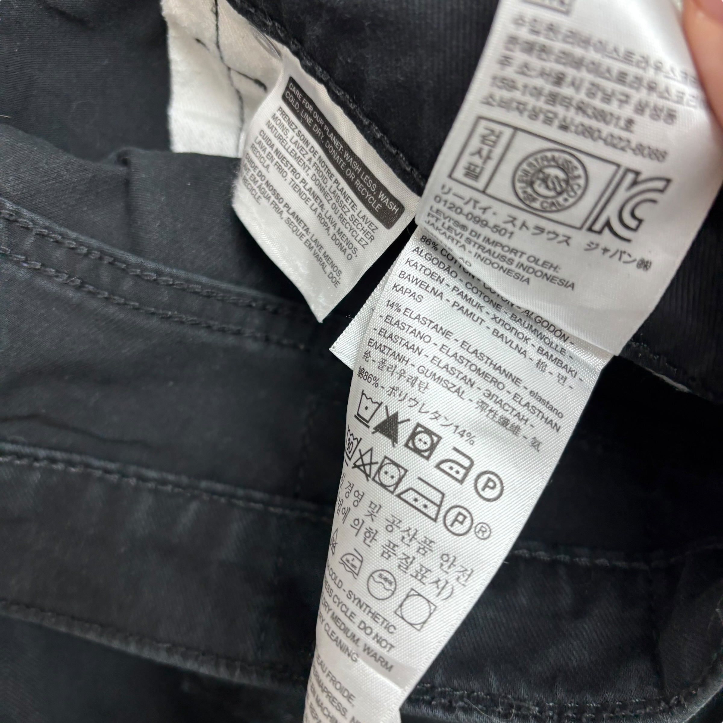 Levis 512 Trousers W32 L30 Mens Black Slim Tapered Fit Stretch Pants (E)