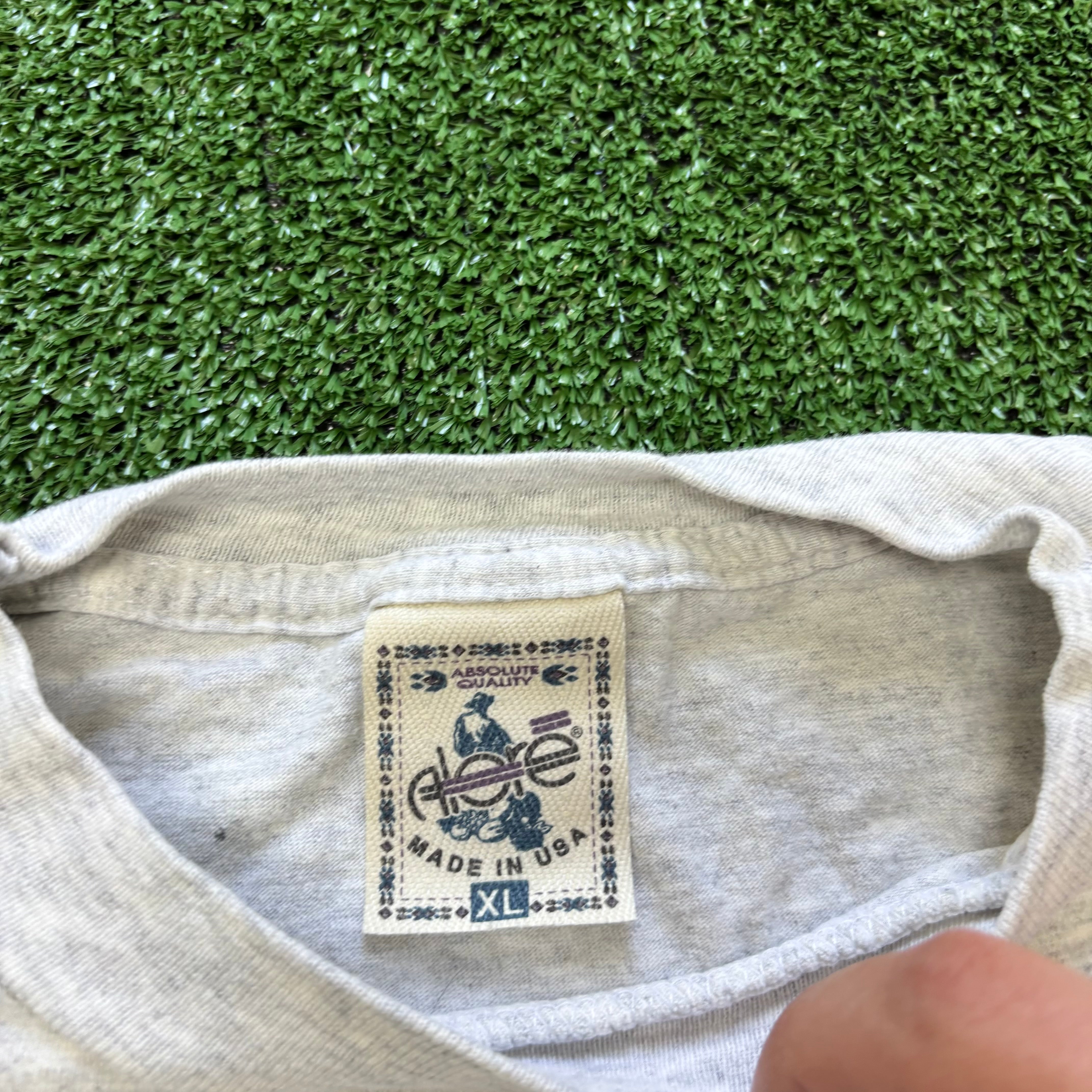 Vintage T Shirt Mens XL Grey Single Stitch Graphic Print 90s USA Skiing