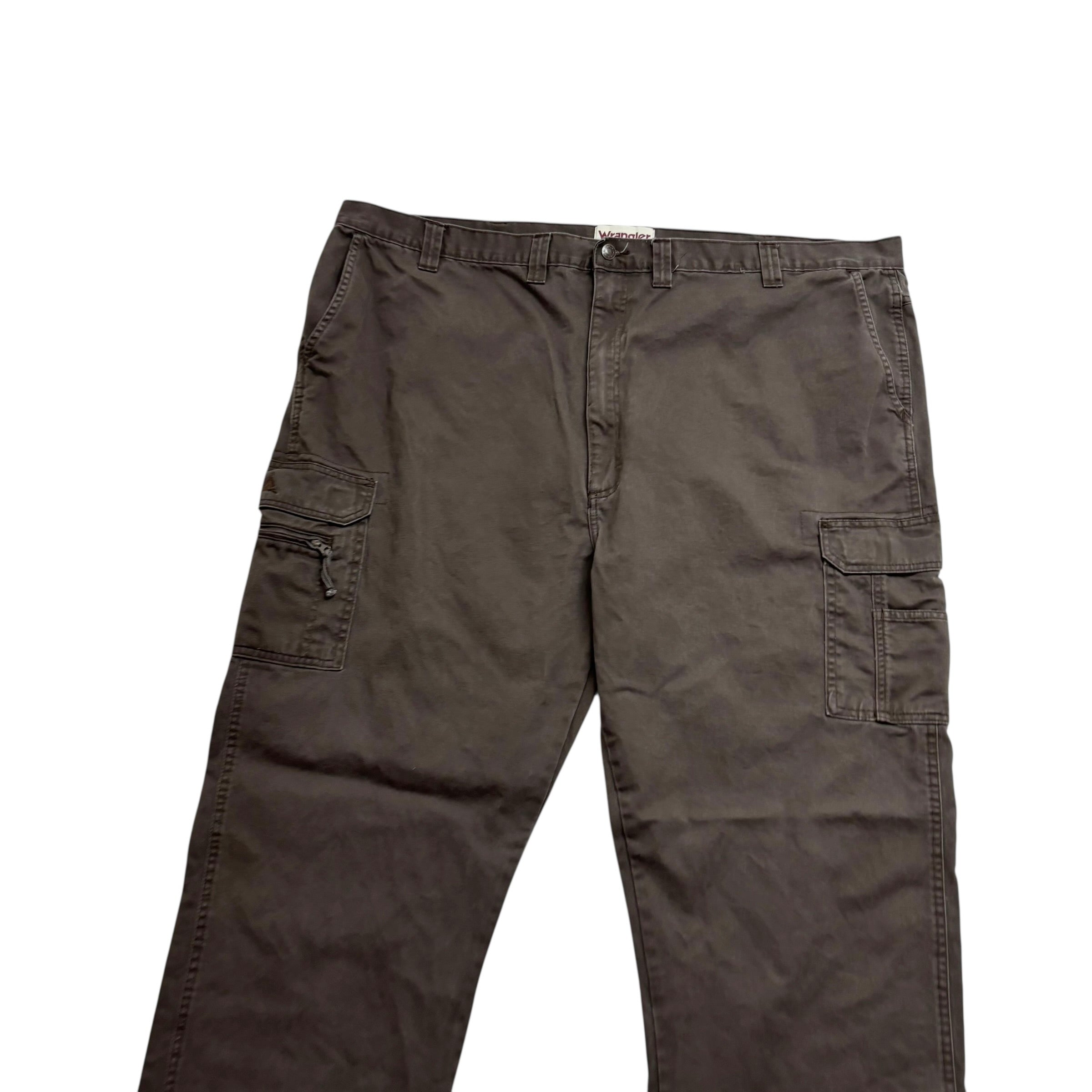 Wrangler Cargo Trousers W48 L32 Mens Brown Relaxed Straight Fit Pants (E)