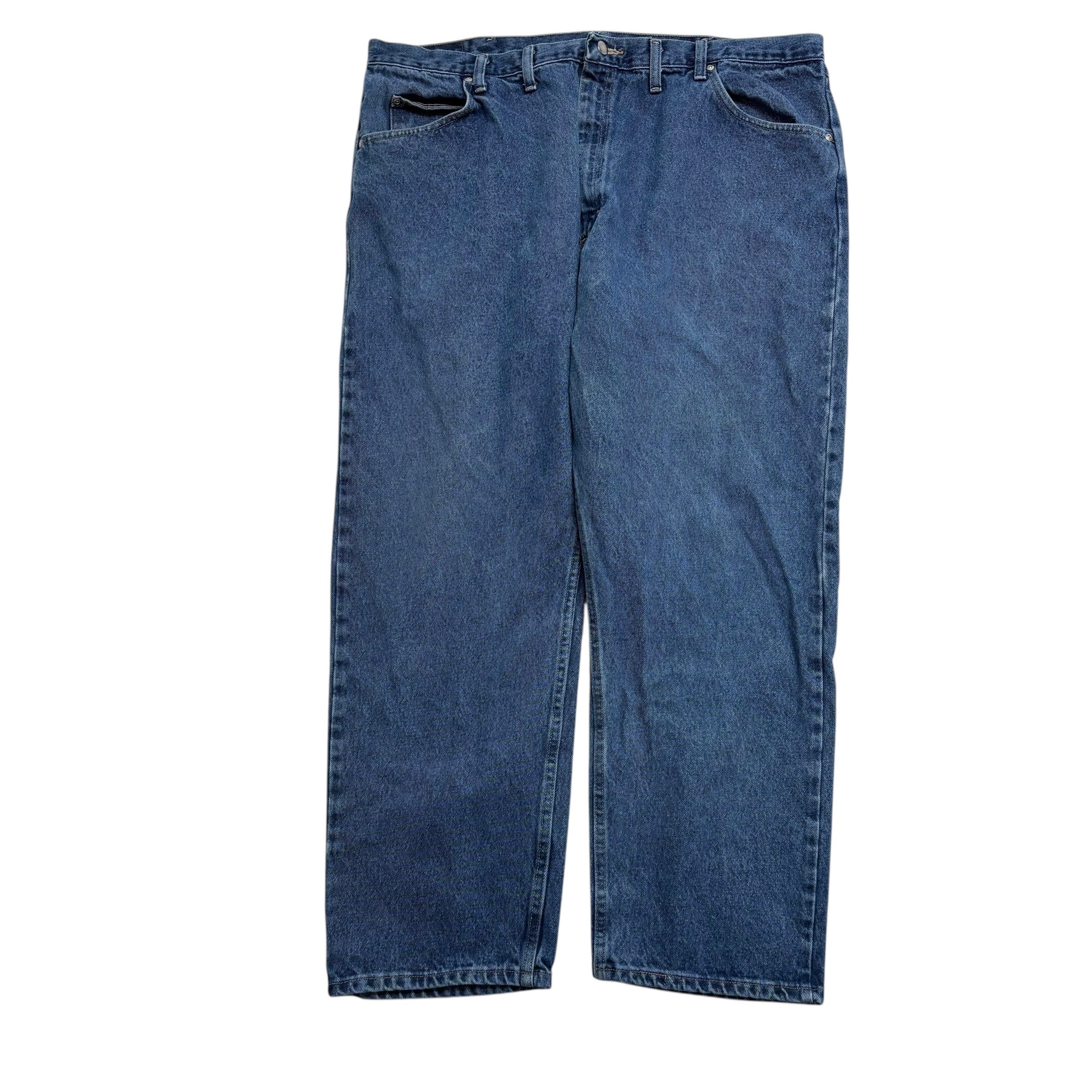 Wrangler Jeans W42 L30 Mens Mid Blue Relaxed Straight Fit Denim (E)