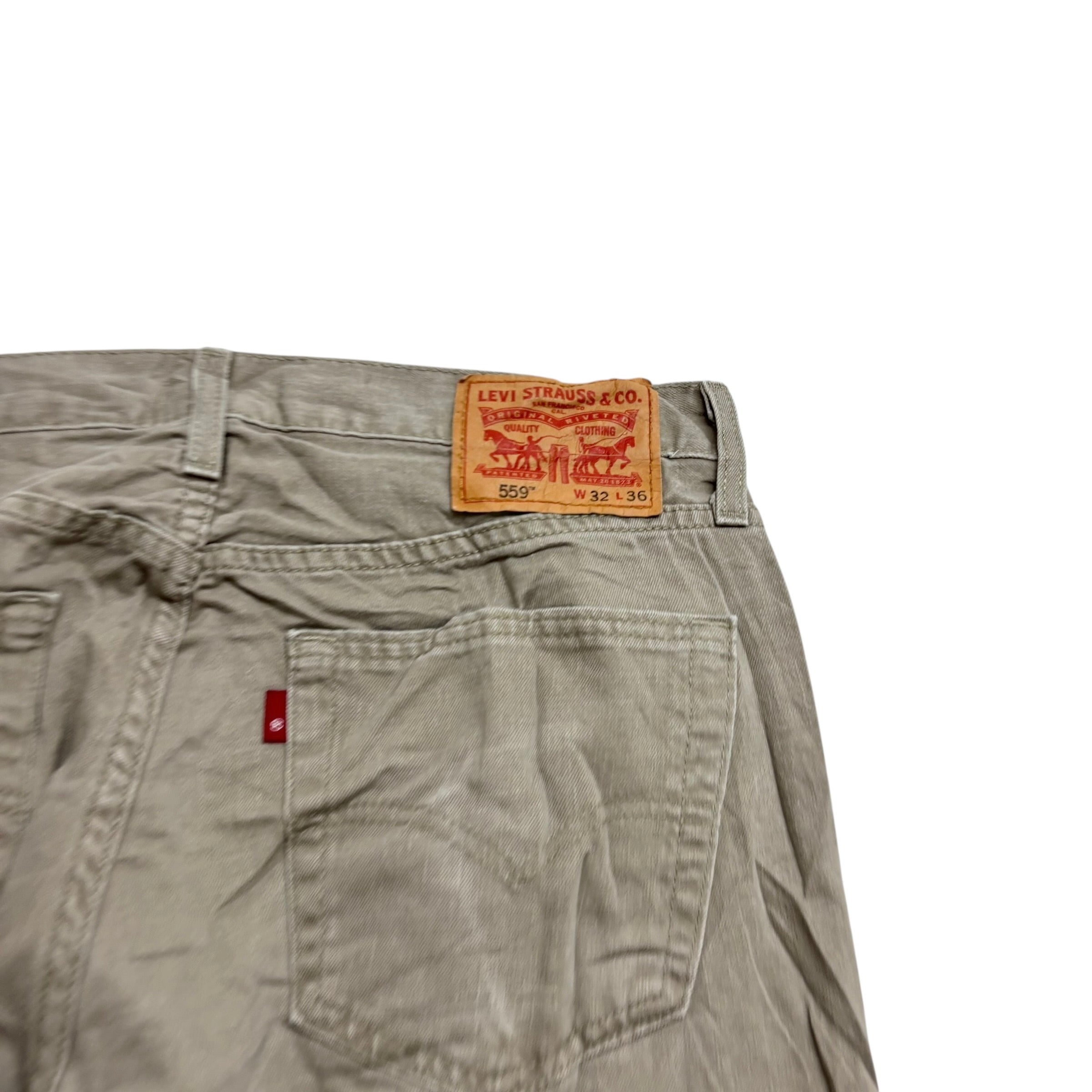 Levis 559 Jeans W32 L36 Mens Beige Regular Straight Fit Denim