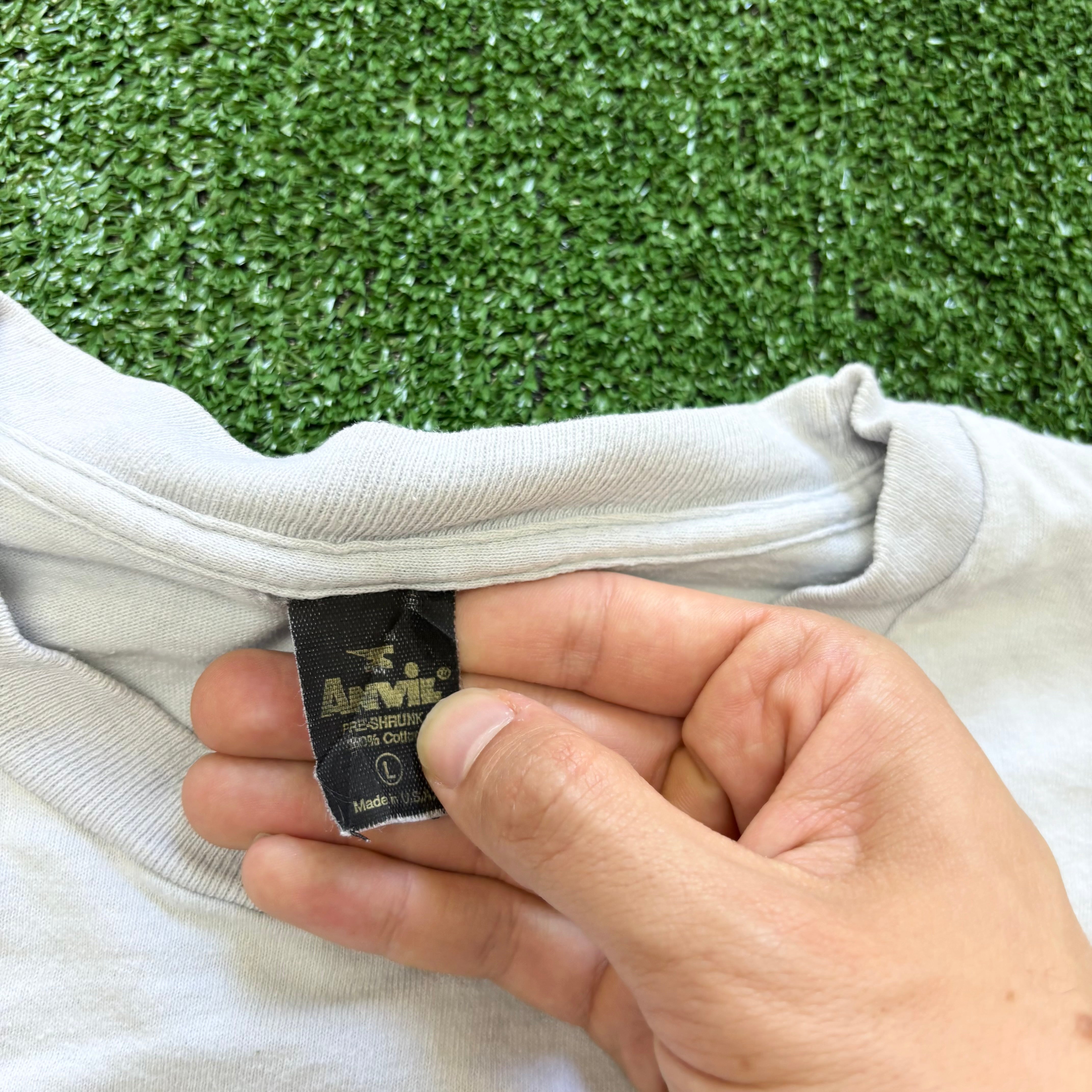 Vintage T Shirt Mens Large Grey Single Stitch Graphic Print 80s Music (F)