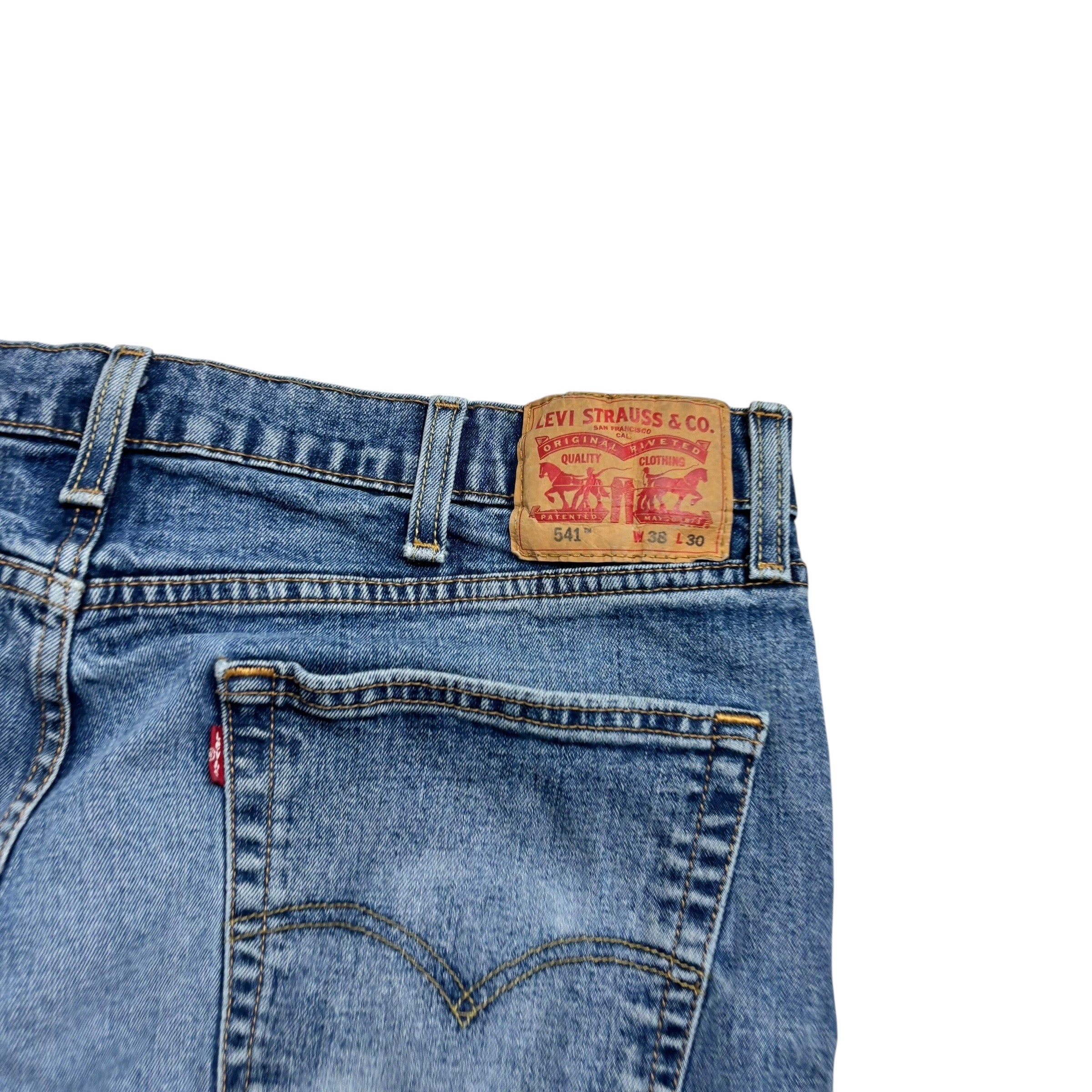 Levis 541 Jeans W38 L29 Mens Mid Blue Athletic Tapered Fit Stretch Denim (F)