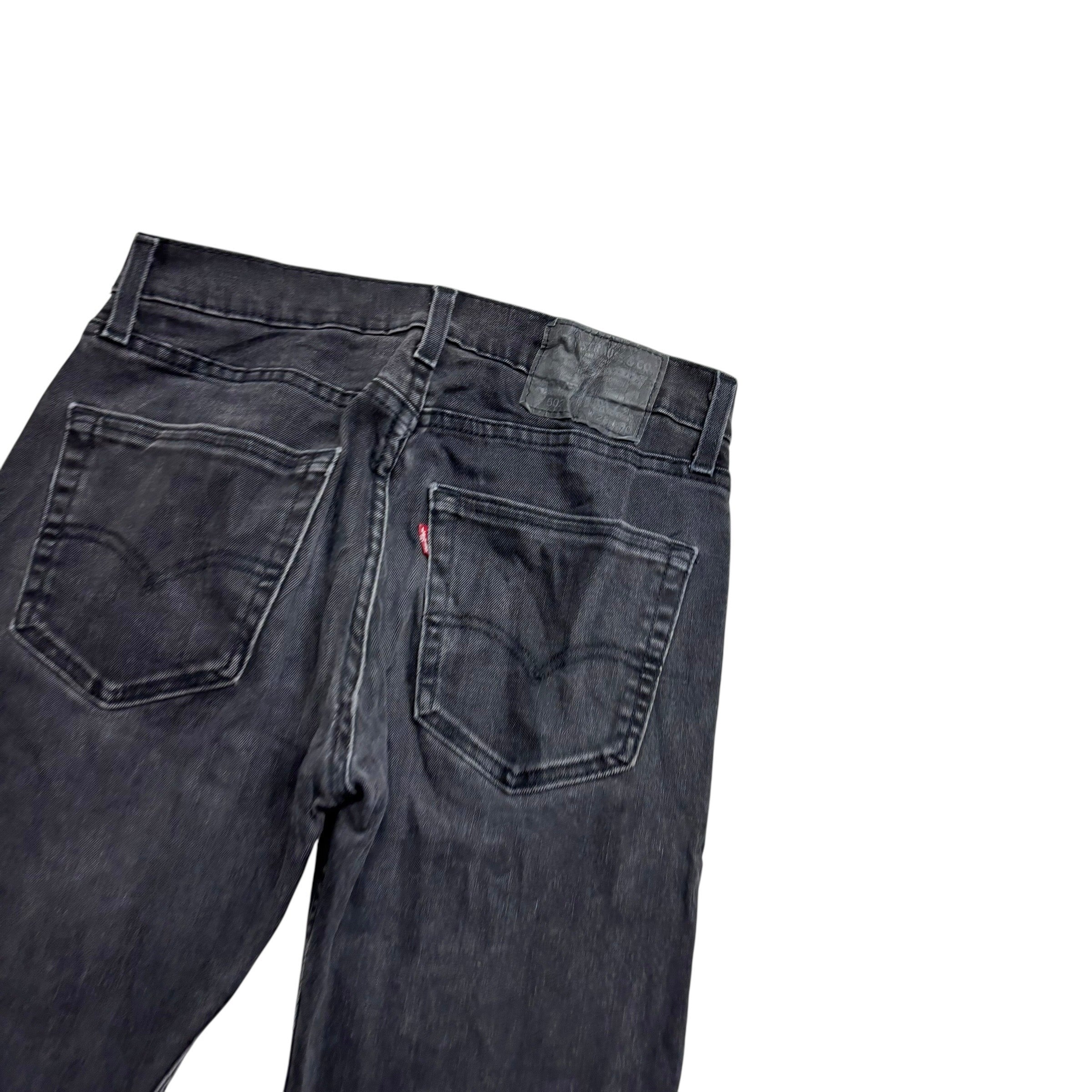 Levis 502 Jeans W28 L30 Mens Black Regular Tapered Fit Stretch Denim