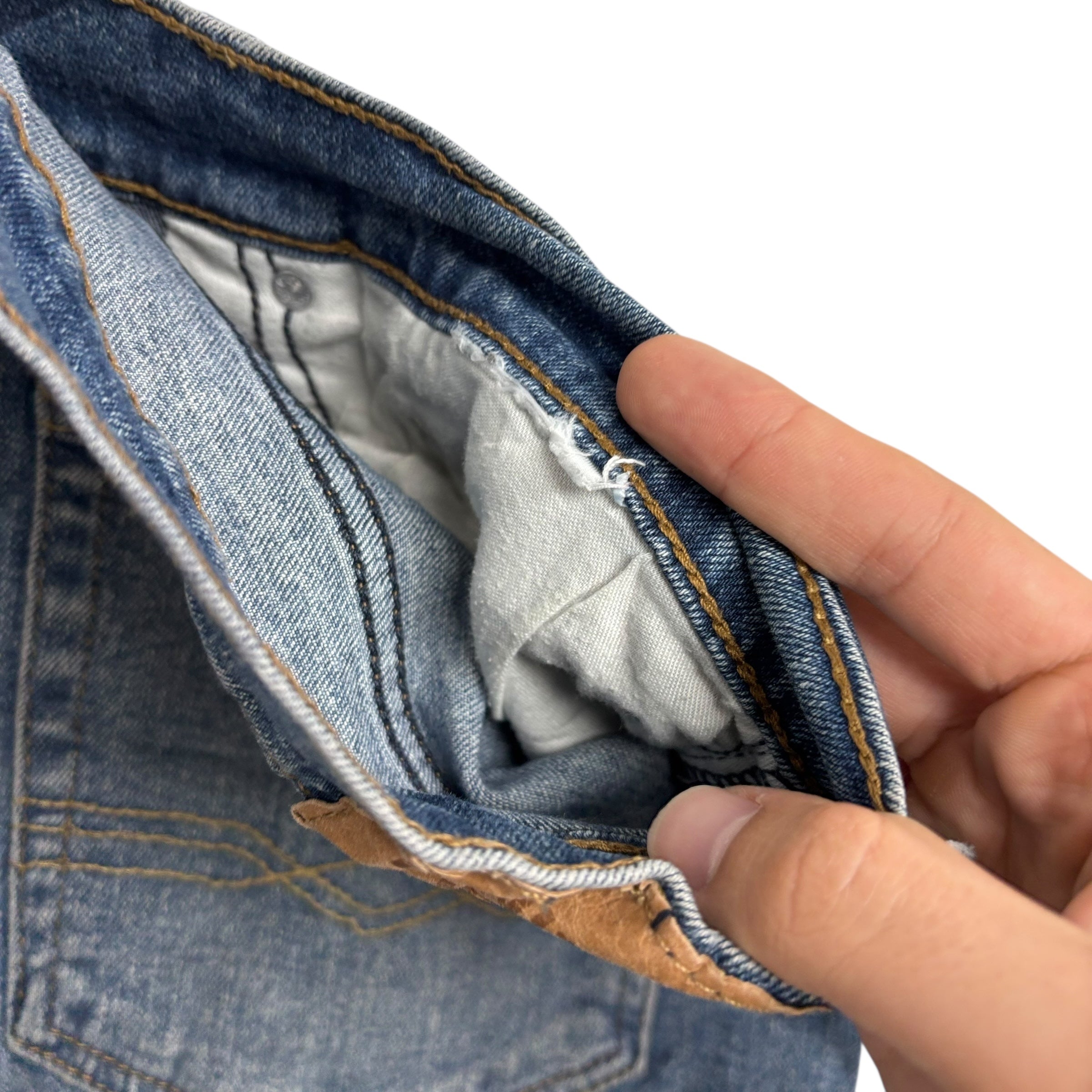 Levis Denizen Jeans W36 L34 Mens Mid Blue Regular Straight Fit Stretch Denim