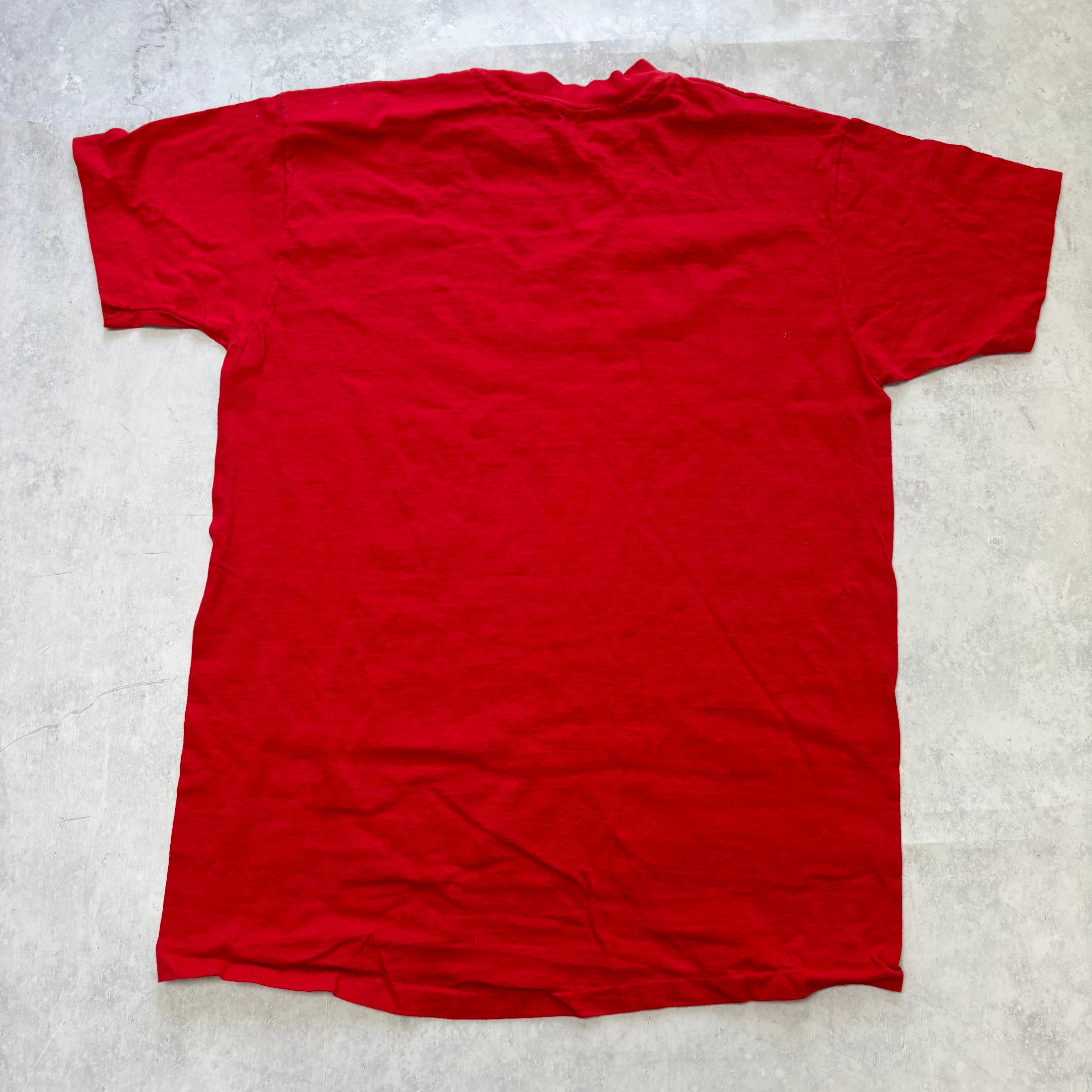 Vintage T Shirt Mens Large Red Single Stitch 90s Graphic Print (E)