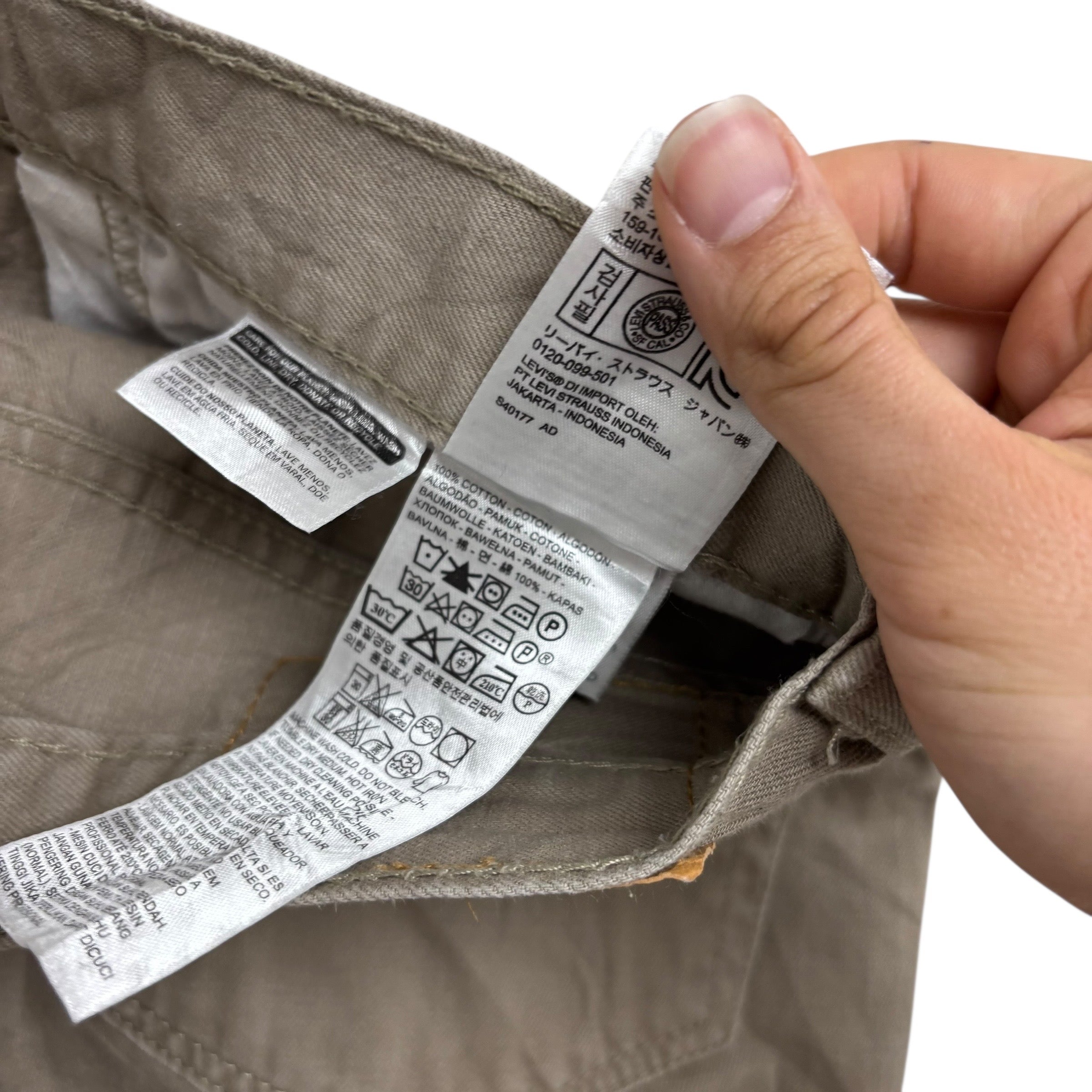 Levis 505 Trousers W33 L30 Mens Beige Regular Straight Fit Cotton Pants (E)