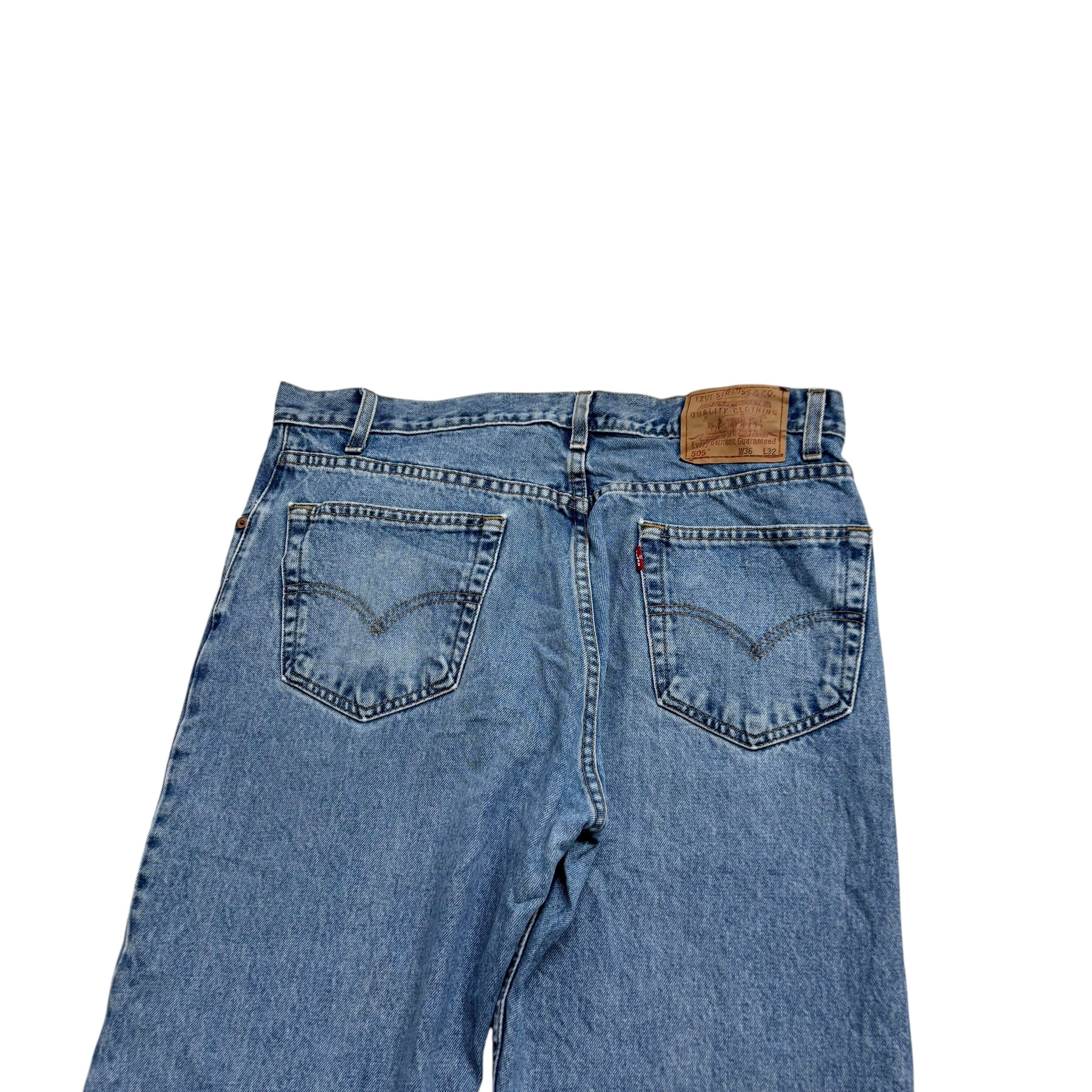 Levis 505 Jeans W36 L32 Mens Light Blue Regular Straight Fit Vintage Denim