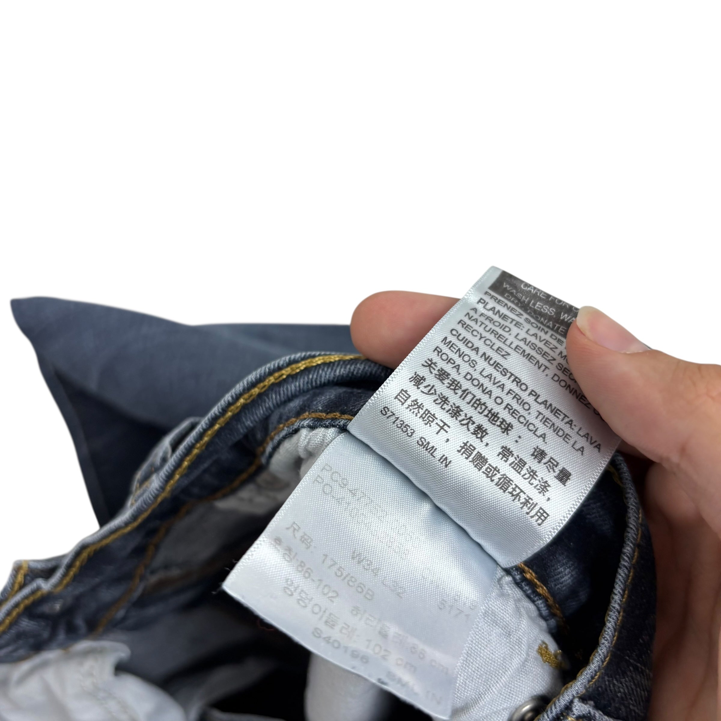 Levis Denizen Jeans W33 L32 Mens Dark Blue Slim Straight Fit Stretch Denim