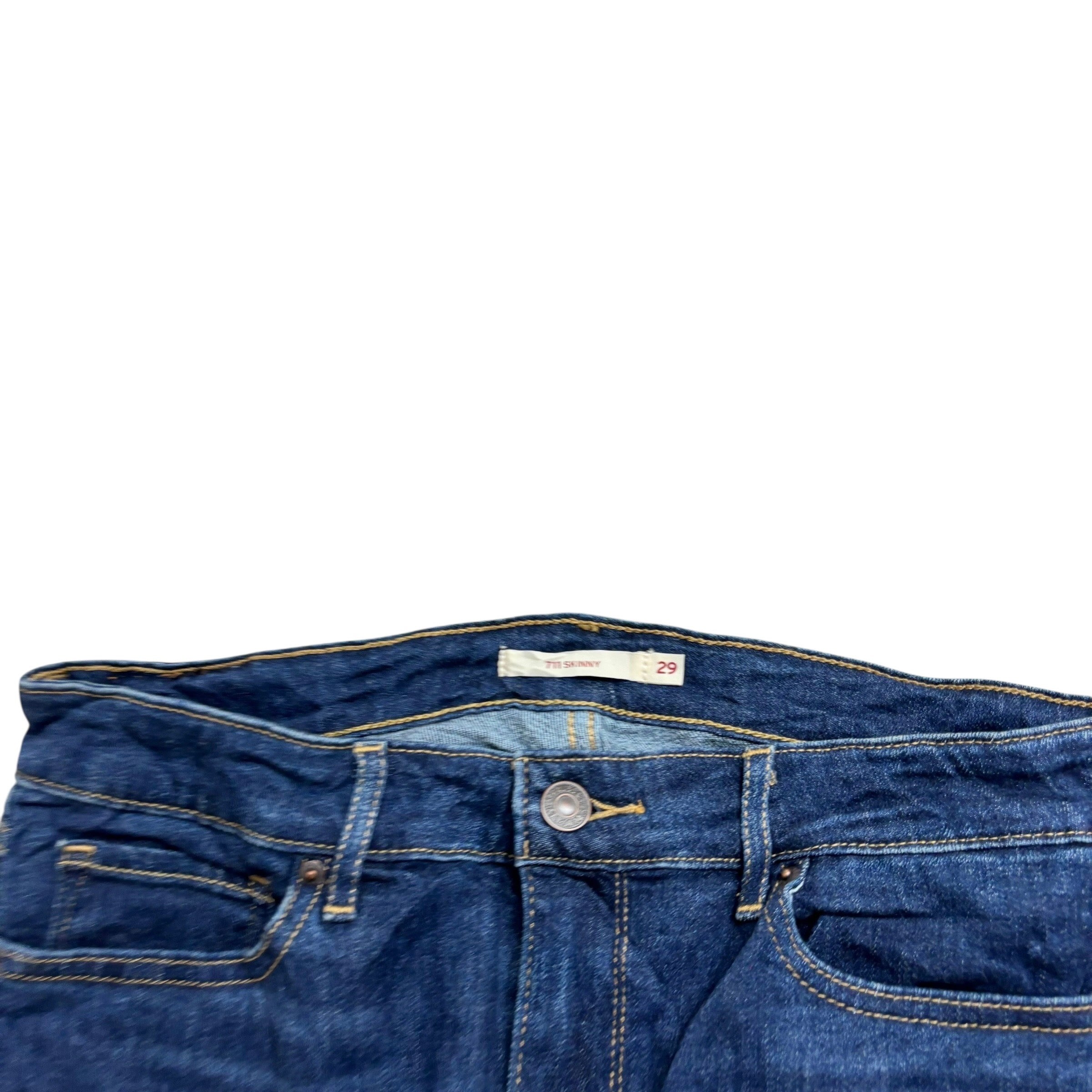 Levis 711 Jeans W29 L27 Womens Skinny Fit Dark Blue Stretch Denim (E)