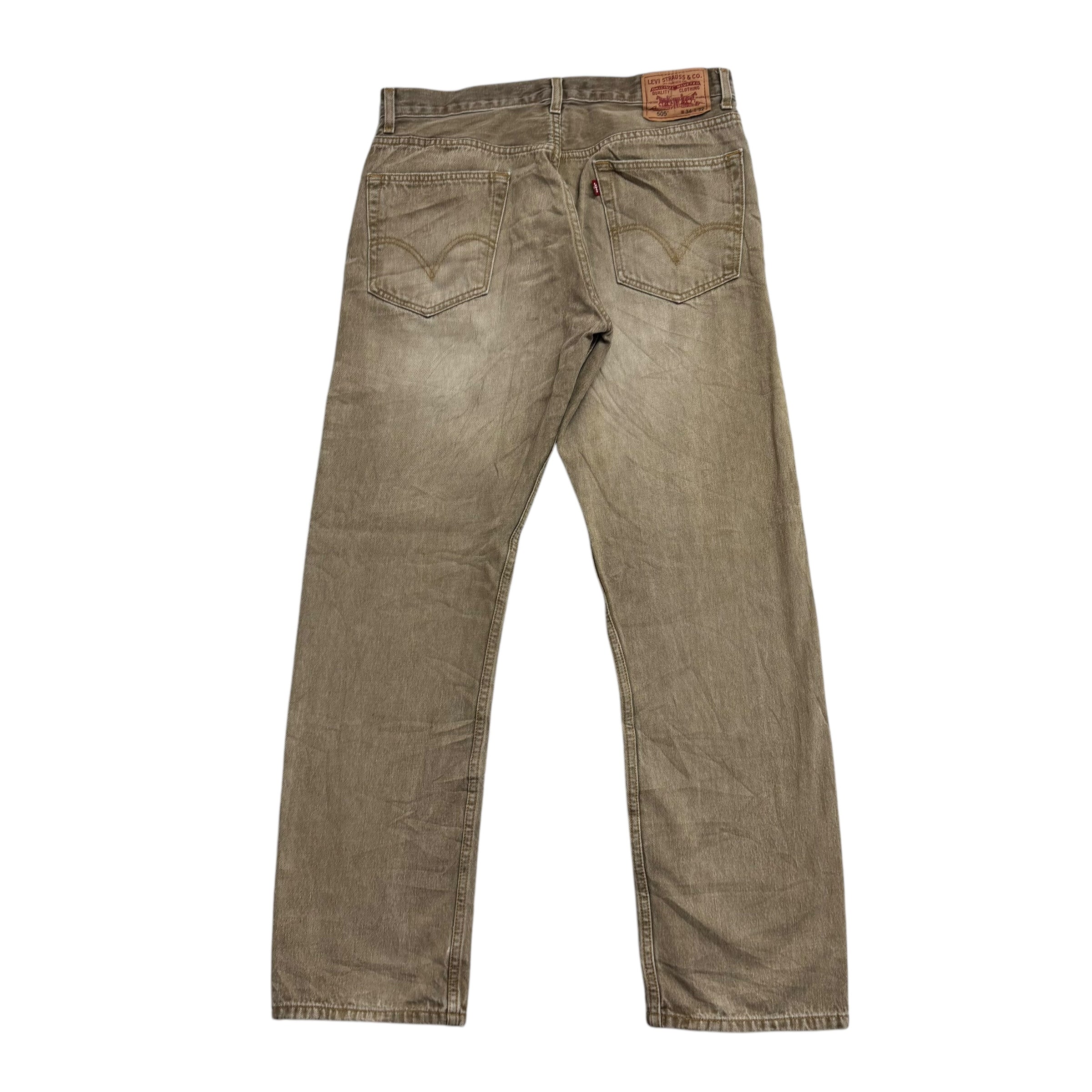 Levis 505 Jeans W34 L32 Mens Gold Regular Straight Fit Vintage Denim (E)