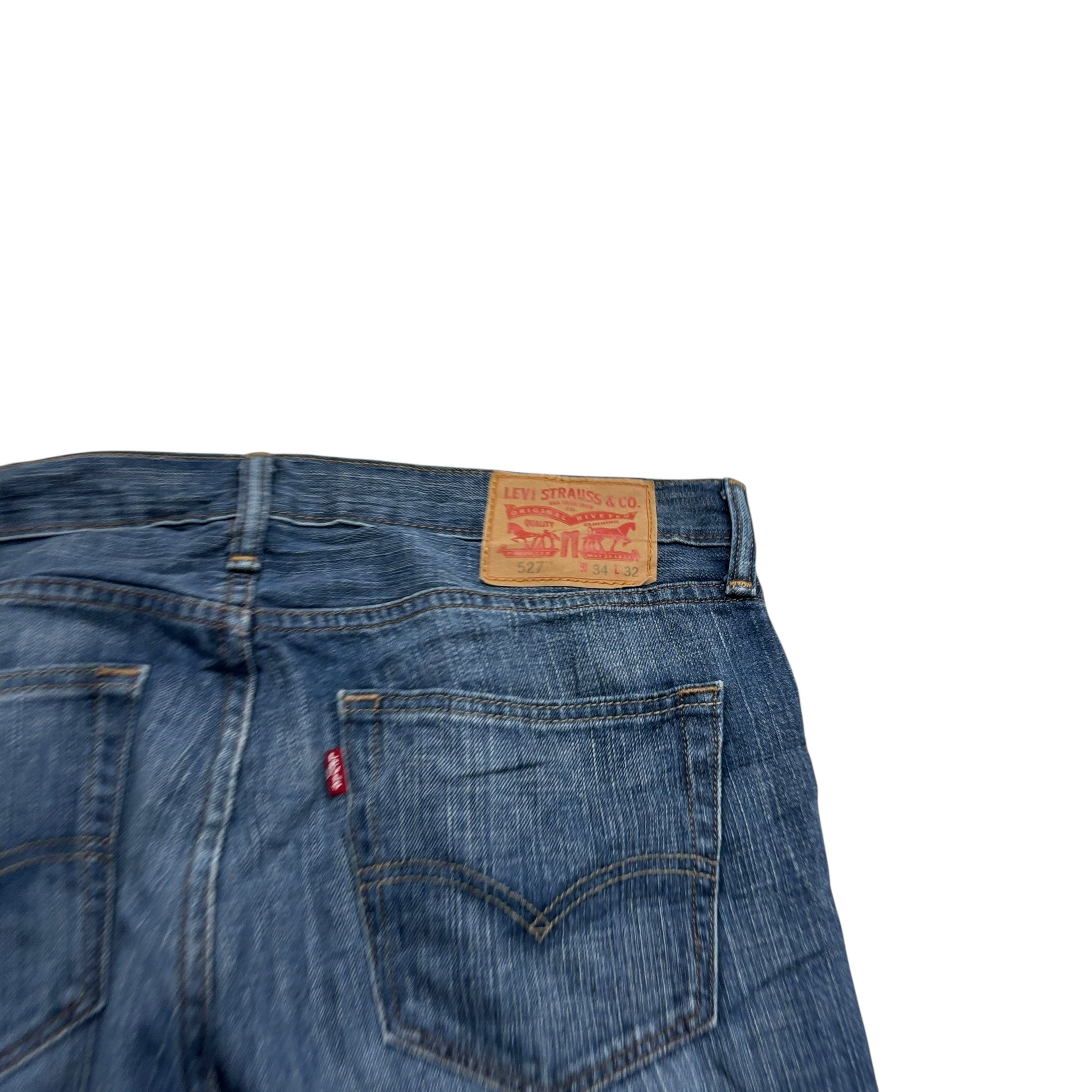 Levis 527 Jeans W34 L32 Mens Mid Blue Slim Bootcut Fit Denim