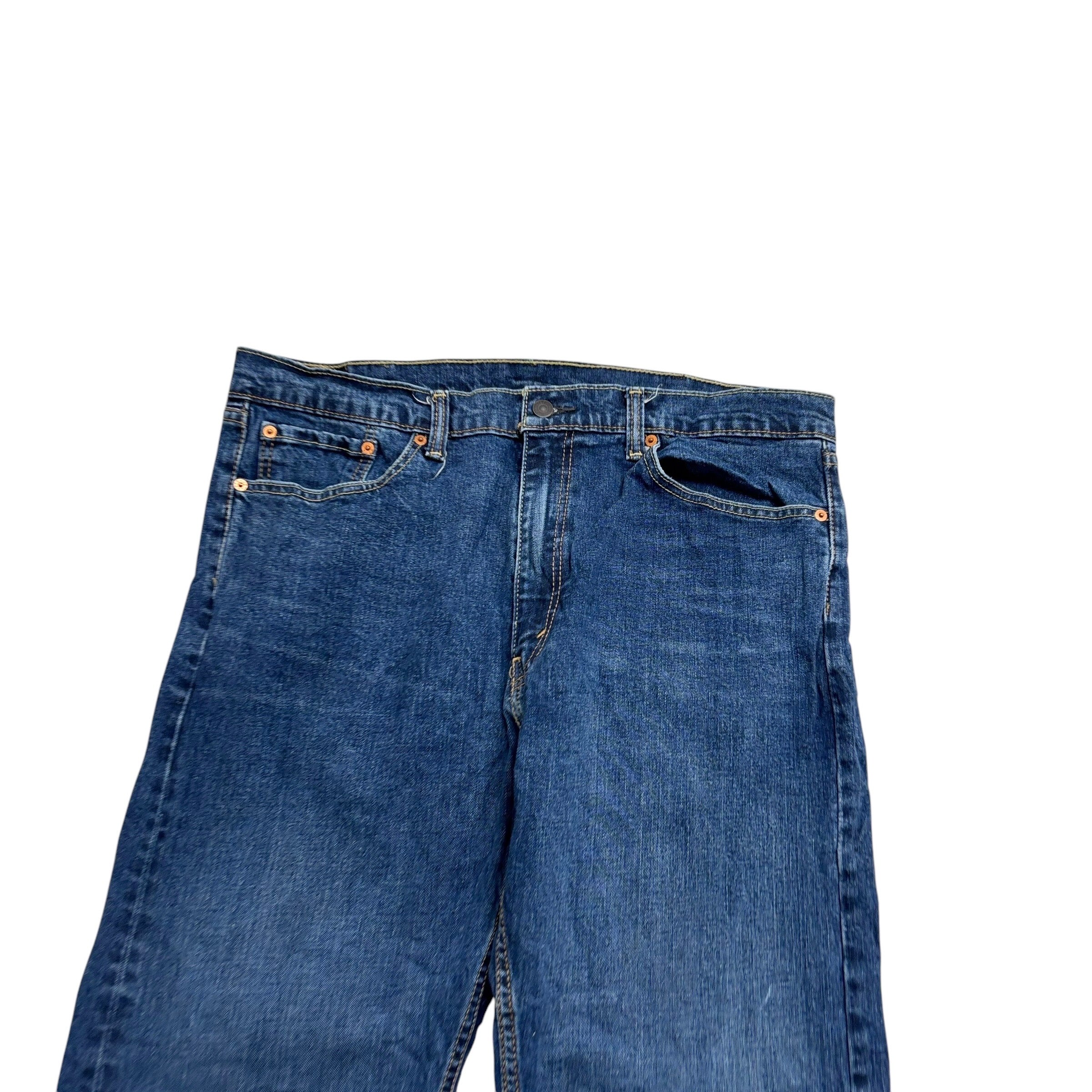 Levis 505 Jeans W38 L30 Mens Dark Blue Regular Straight Fit Stretch Denim (E)