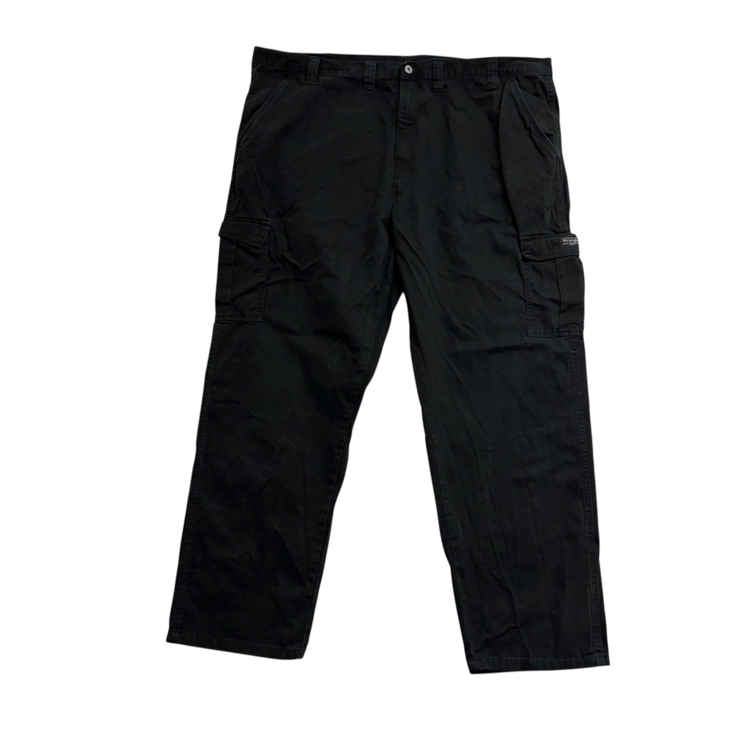 Wrangler Cargo Pants W46 L32 Mens Black Relaxed Straight Fit Trousers (E)