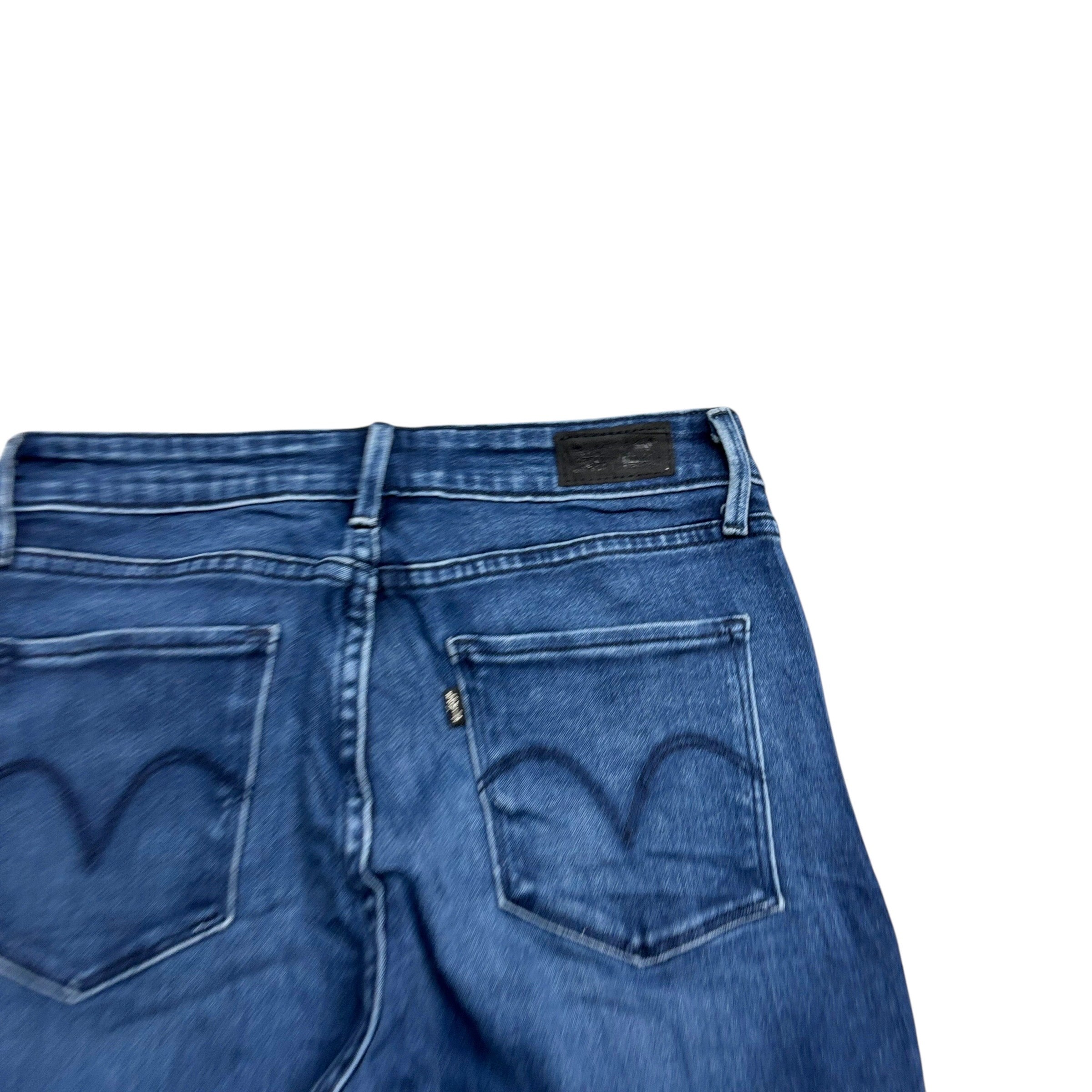 Levis Jeans W29 L32 Womens Mid Rise Straight Navy Blue Stretch Denim (E)
