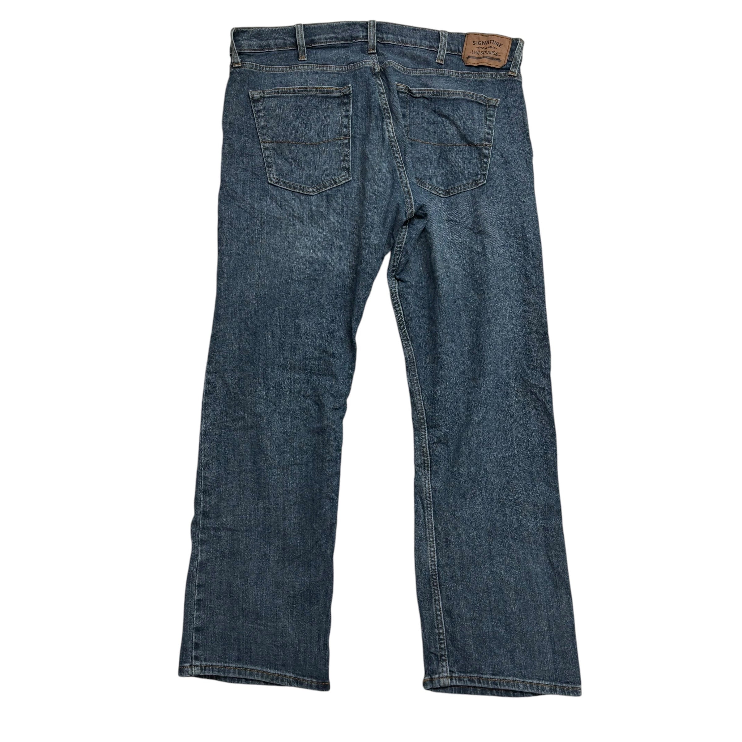 Levis Signature Jeans W38 L30 Mens Dark Blue Regular Straight Stretch Denim (E)