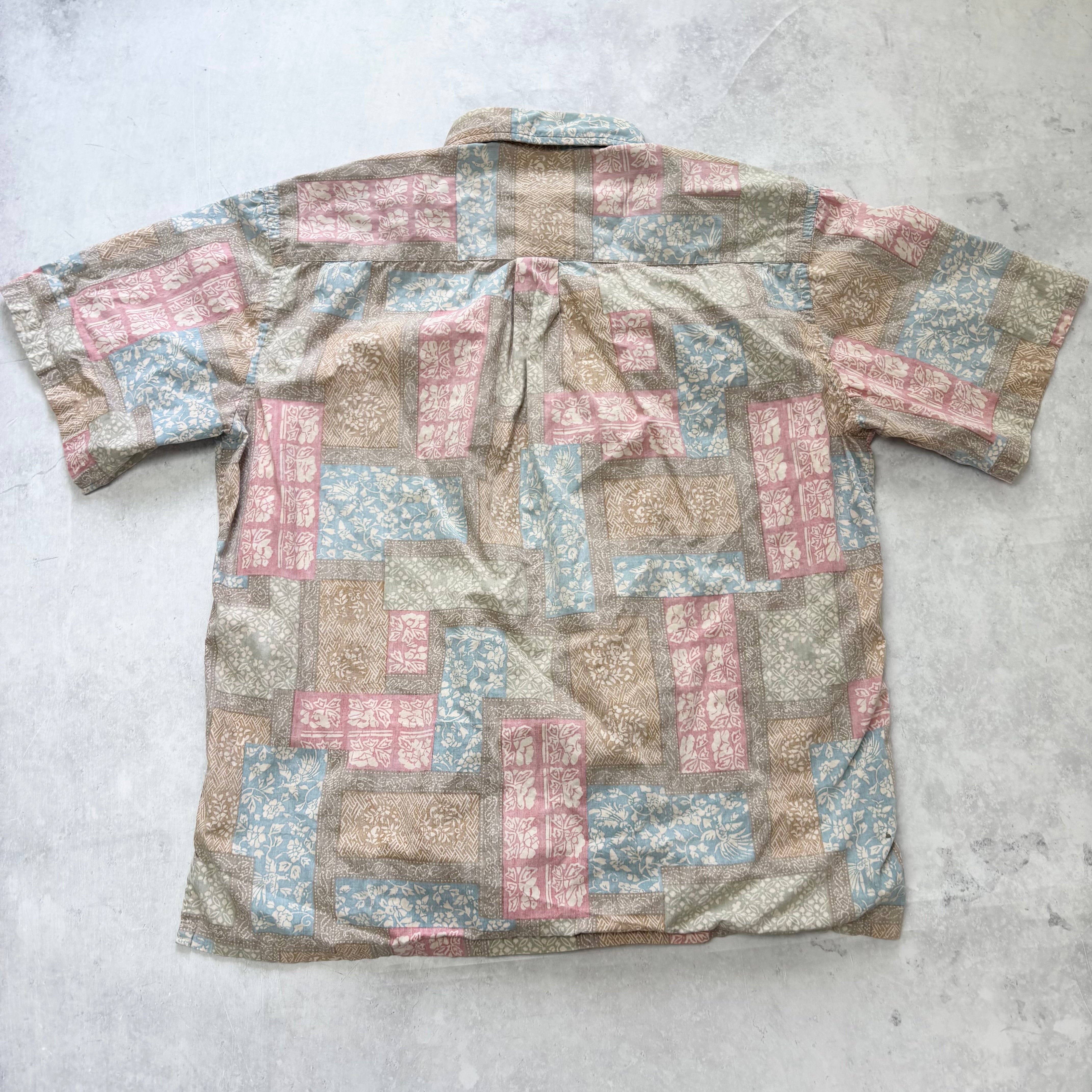 Vintage Hawaiian Shirt Mens XL Pink Floral Aloha Short Sleeve Cotton