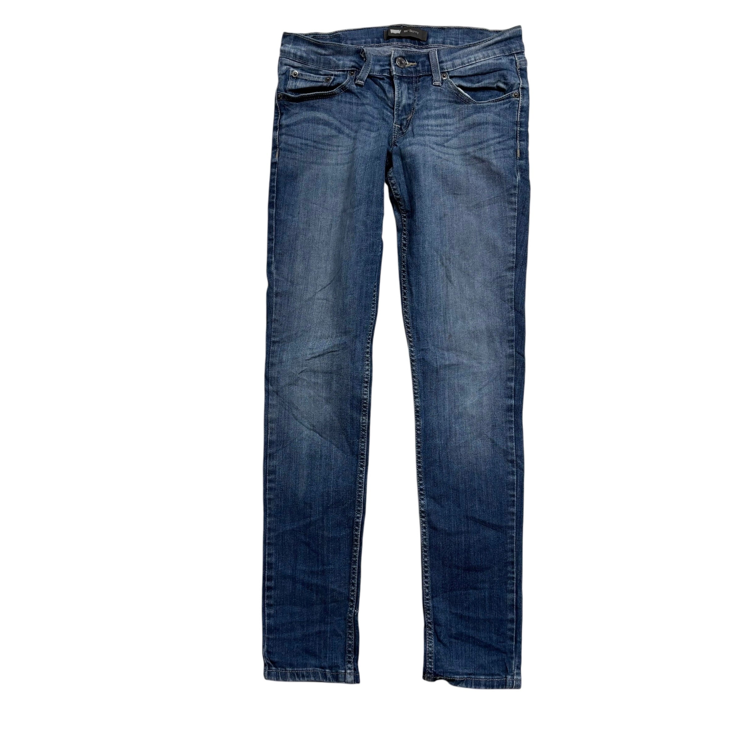 Levis 524 Jeans W27 L32 Womens Skinny Fit Mid Blue Stretch Denim