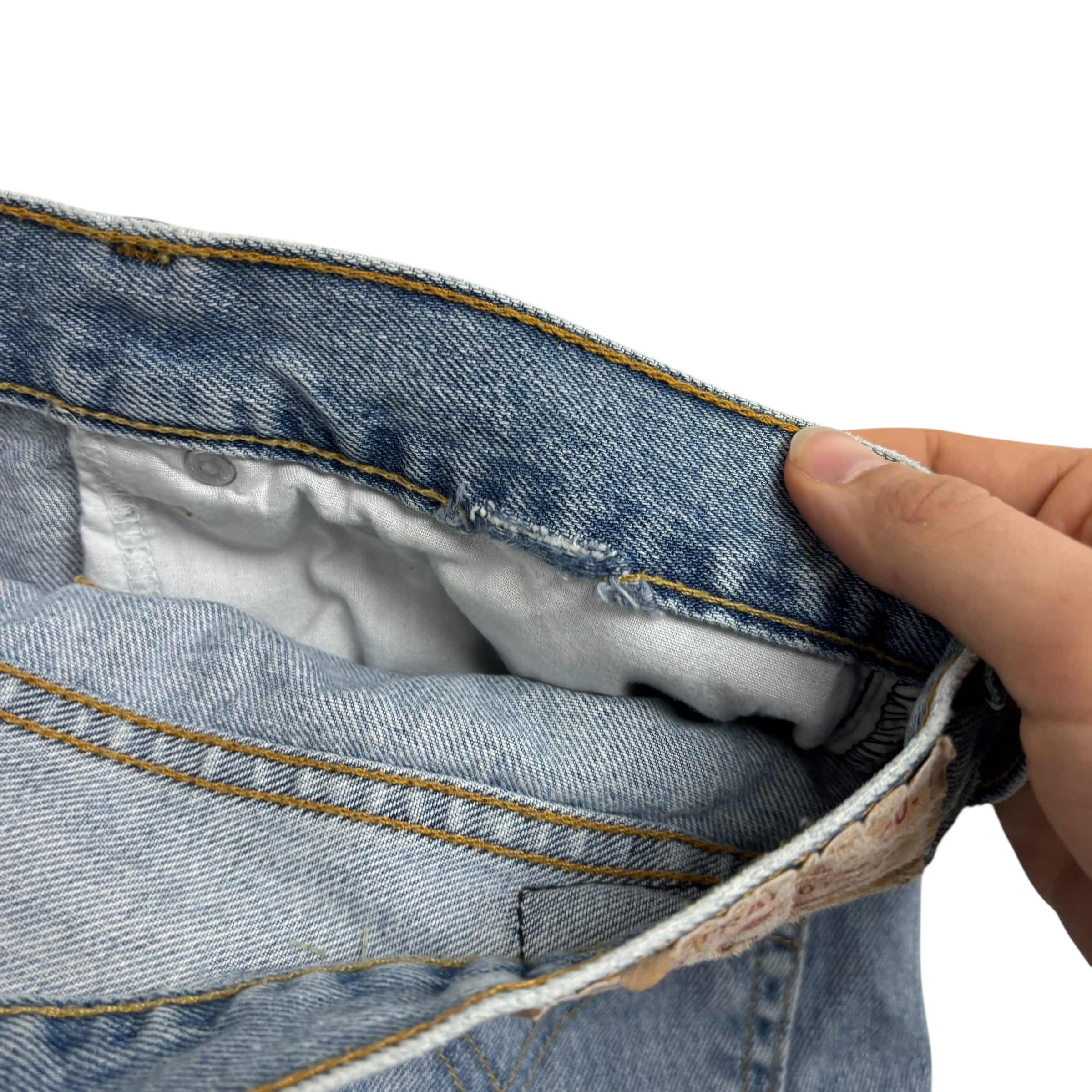 Levis 505 Jeans W38 L34 Mens Light Blue Regular Straight Fit Vintage Denim (F)