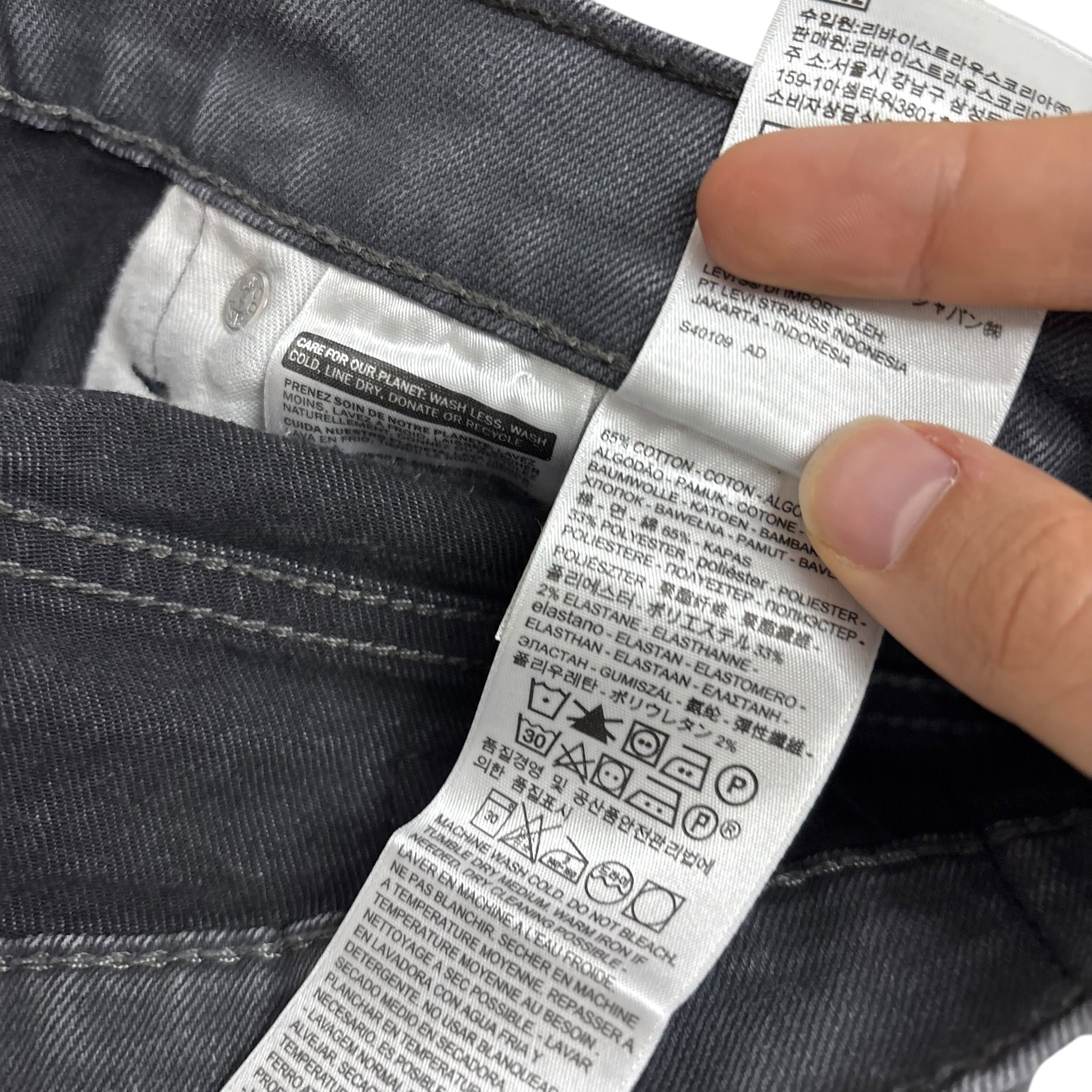 Levis 511 Jeans W34 L29 Mens Grey Slim Fit Stretch Denim (E)