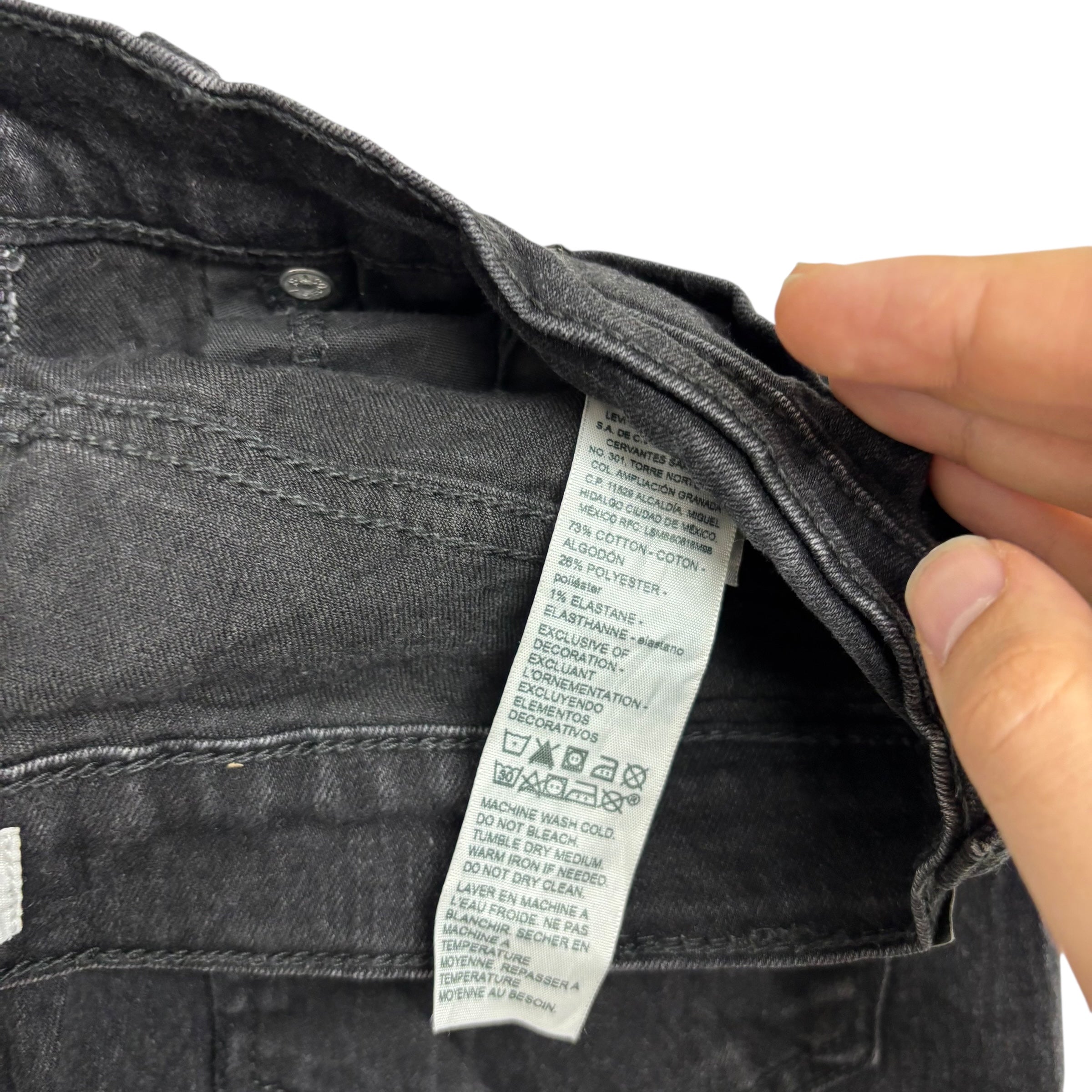 Levis Denizen Jeans W31 L33 Mens Black Slim Straight Fit Stretch Denim (E)