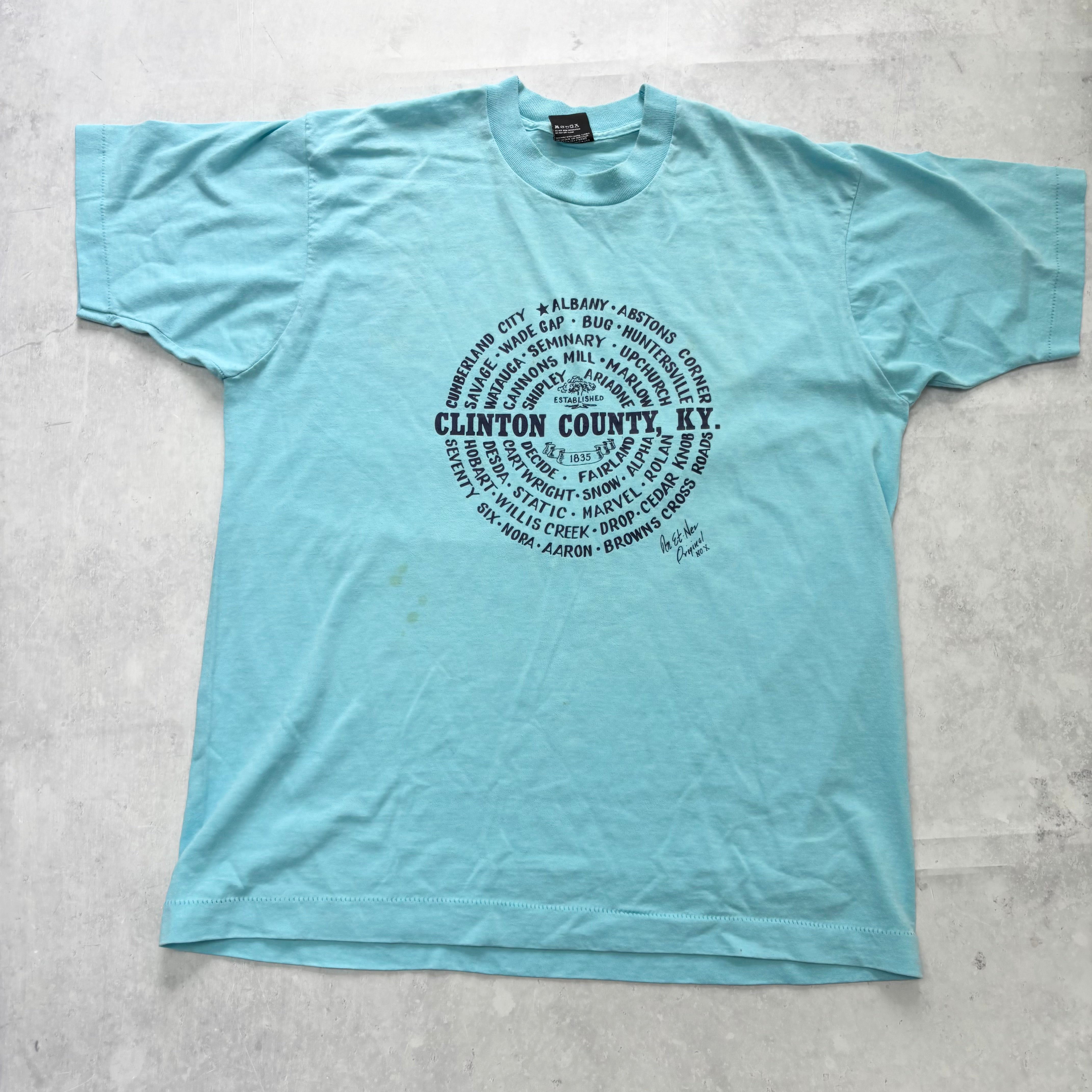 Vintage T Shirt Mens Large Blue Single Stitch Graphic Print 90s (F)