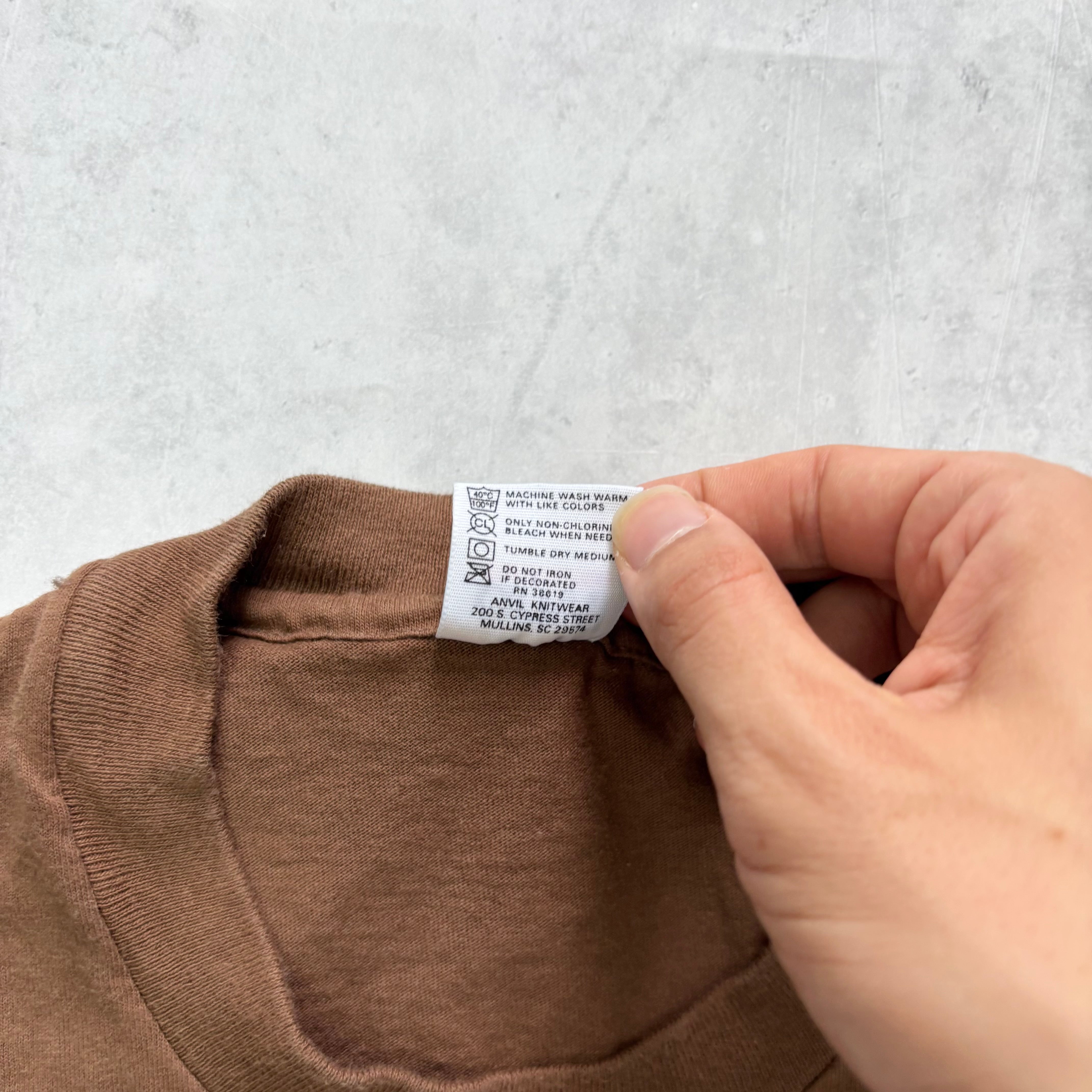 Vintage T Shirt Mens Large Brown Single Stitch Graphic Print 90s Nature (E)