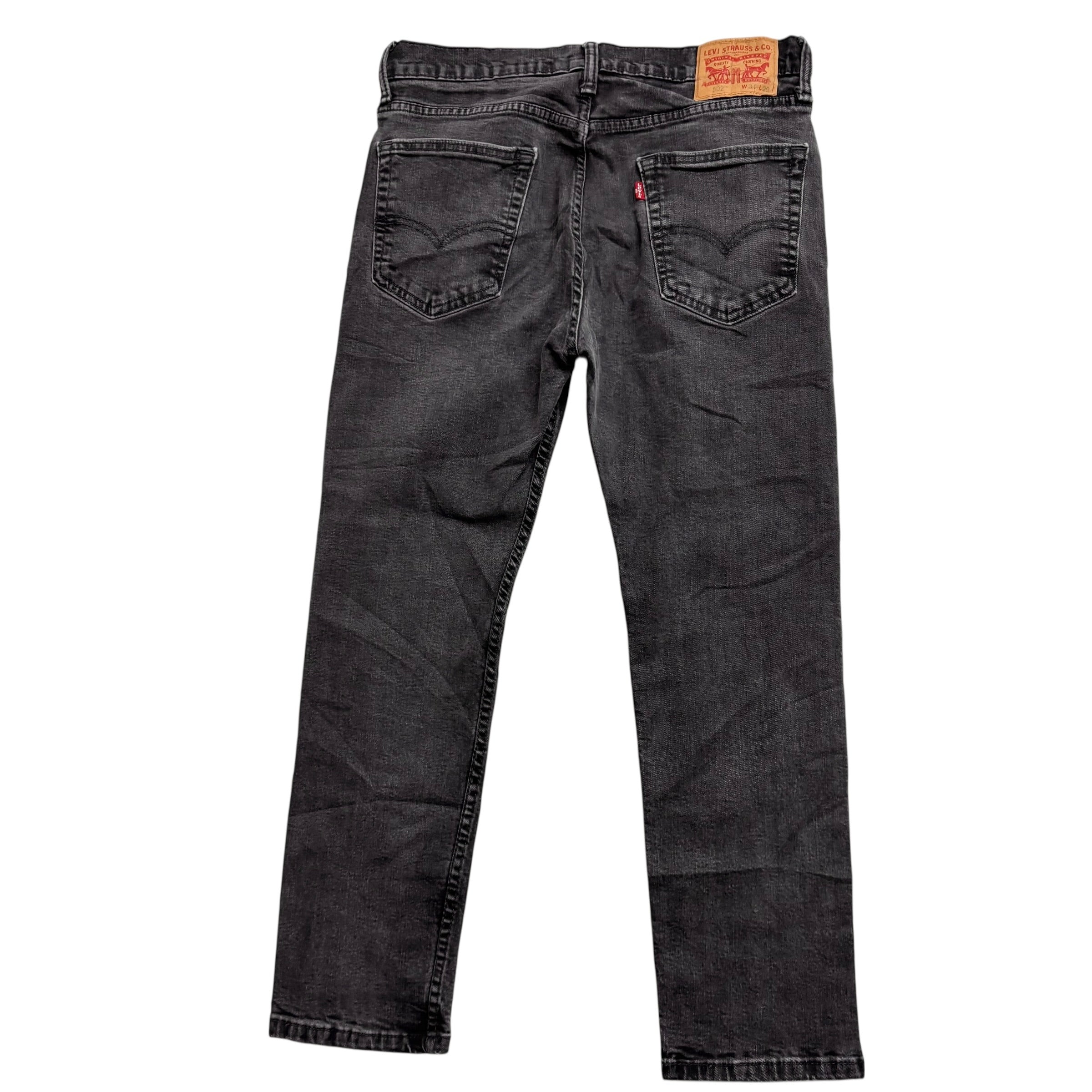 Levis 502 Jeans W32 L26 Mens Black Regular Tapered Fit Stretch Denim