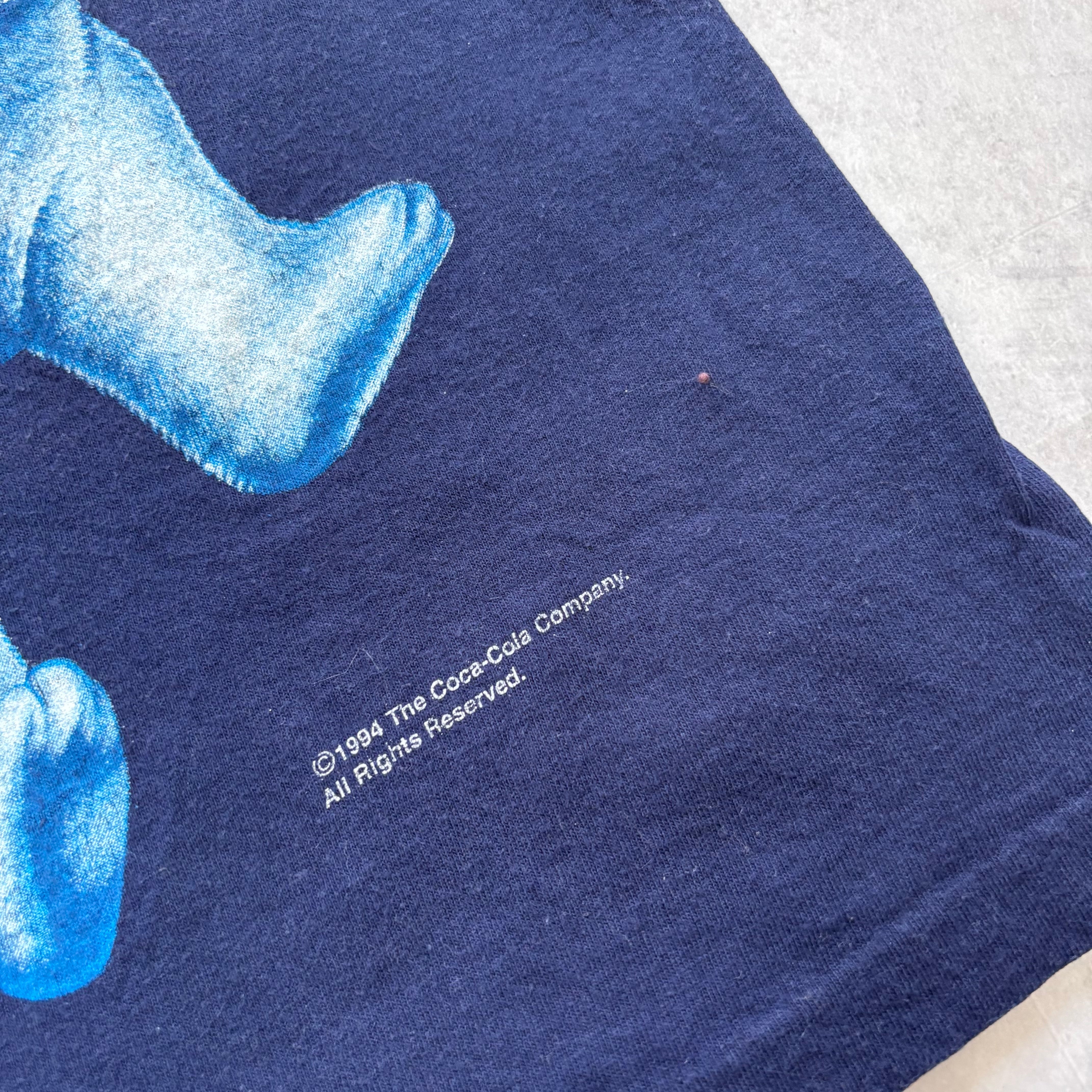 Vintage T Shirt Mens XL Navy Blue Single Stitch Graphic Print 90s Coca Cola (F)