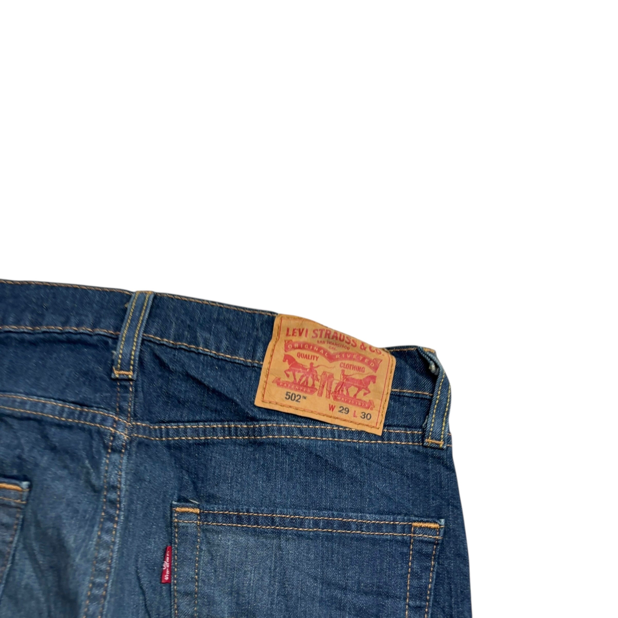 Levis 502 Jeans W29 L30 Mens Dark Blue Regular Tapered Fit Stretch Denim (E)
