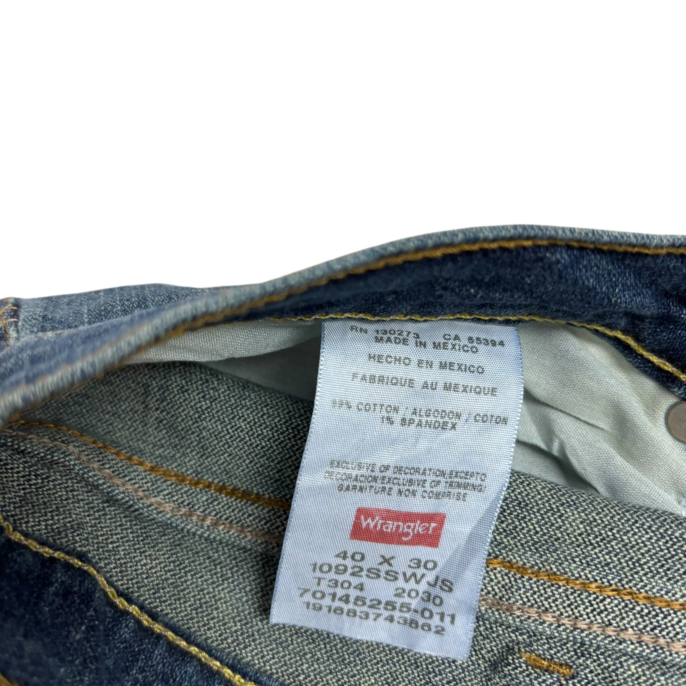 Wrangler Jeans W40 L30 Mens Dark Blue Slim Straight Fit Stretch Denim (E)