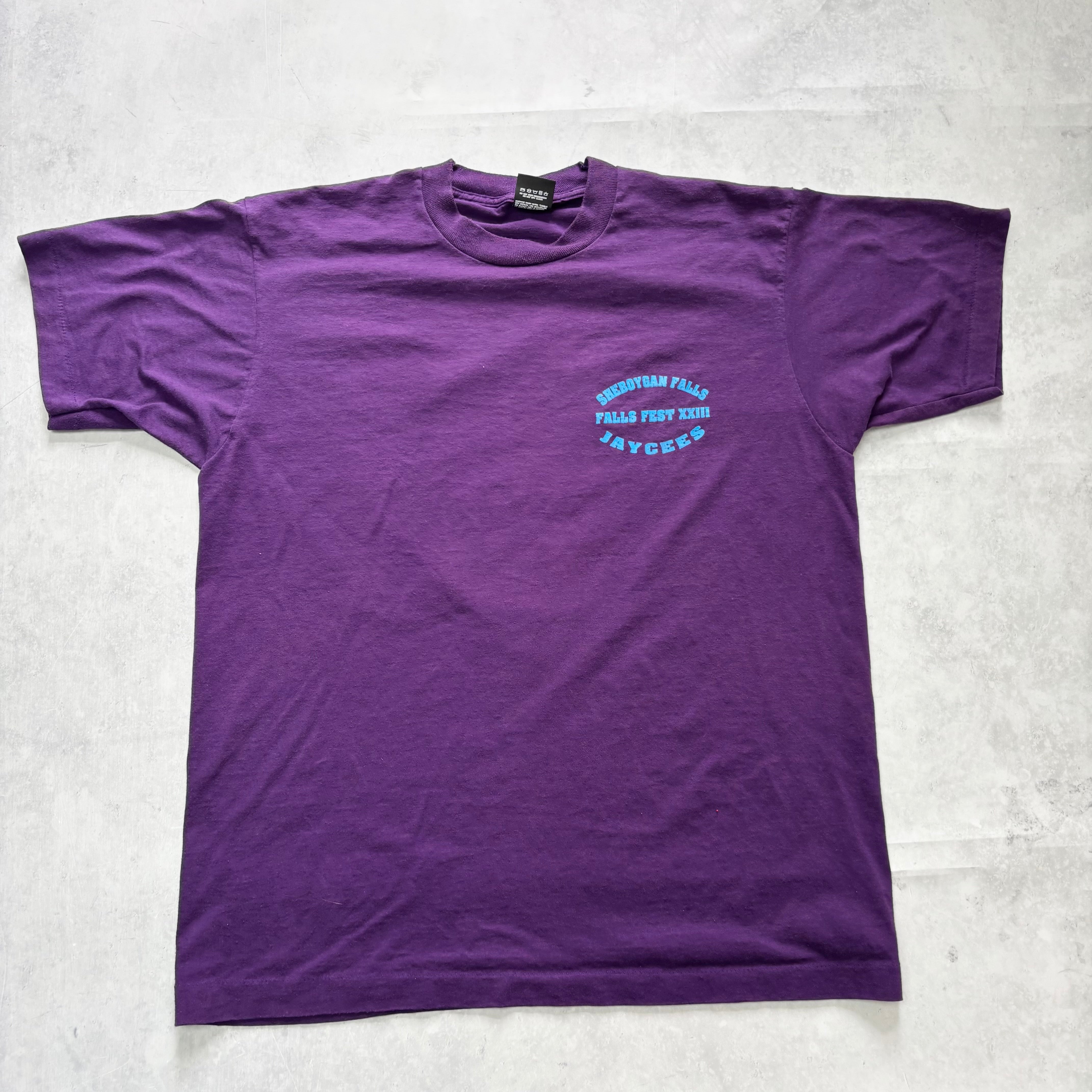 Vintage T Shirt Mens Large Purple Single Stitch Graphic Print 90s USA (E)