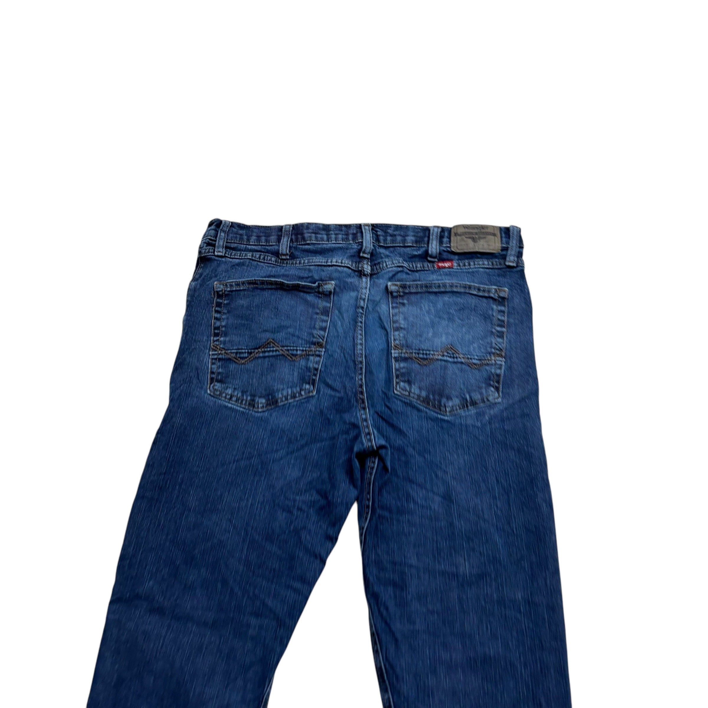 Wrangler Jeans W36 L32 Mens Mid Blue Slim Straight Fit Stretch Denim