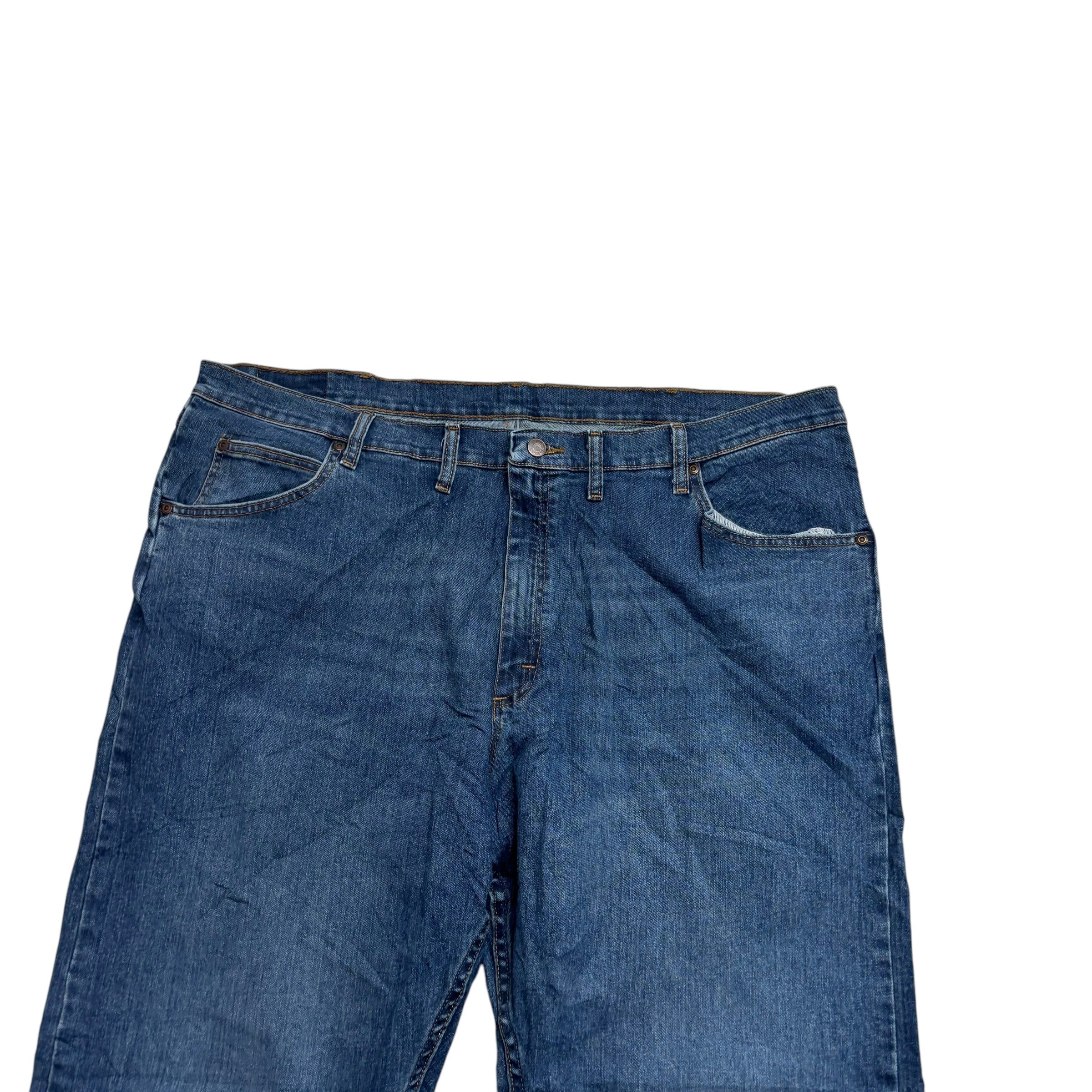 Wrangler Jeans W44 L30 Mens Mid Blue Relaxed Straight Fit Stretch Denim (E)