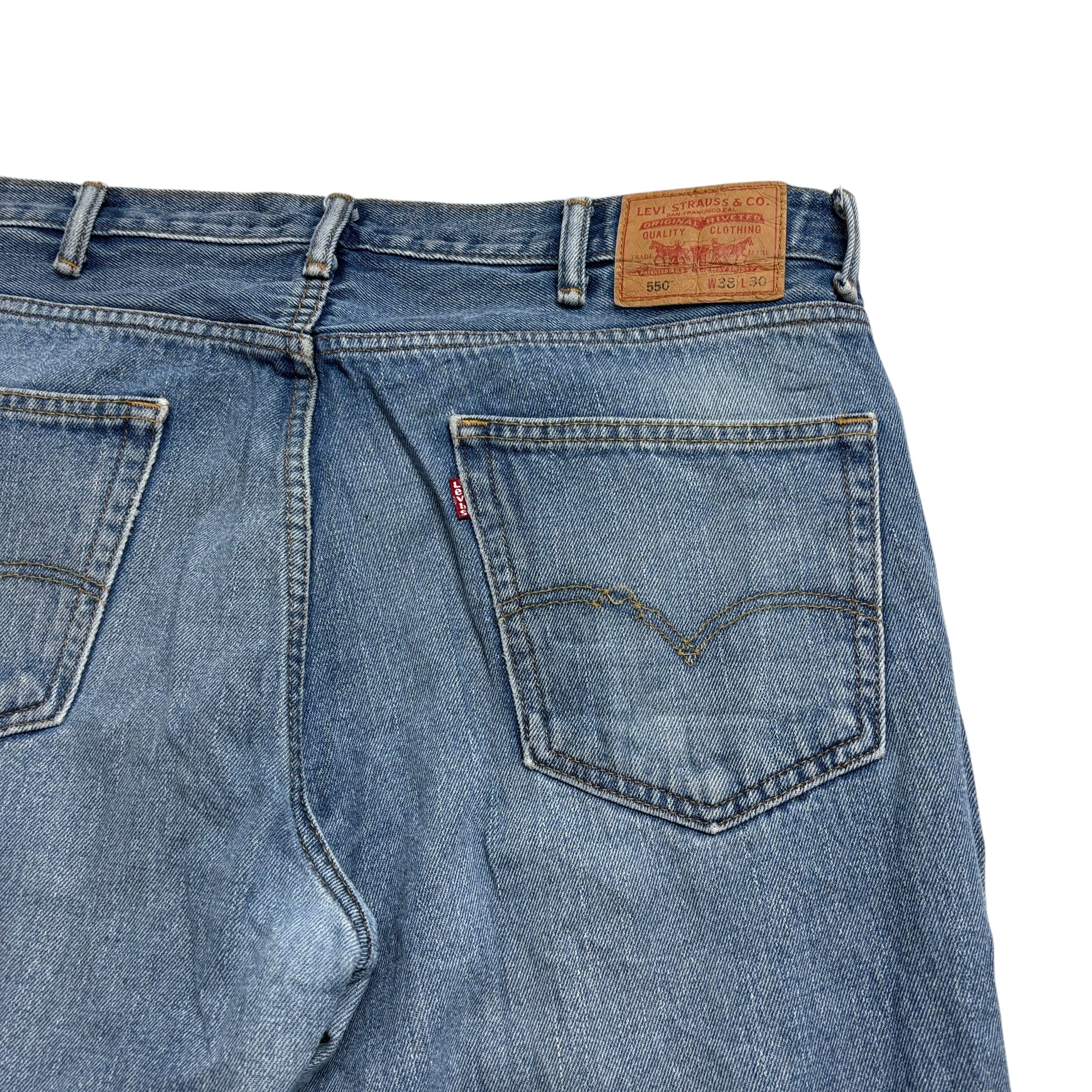 Levis 550 Jeans W38 L30 Mens Light Blue Relaxed Straight Fit Vintage Denim (F)