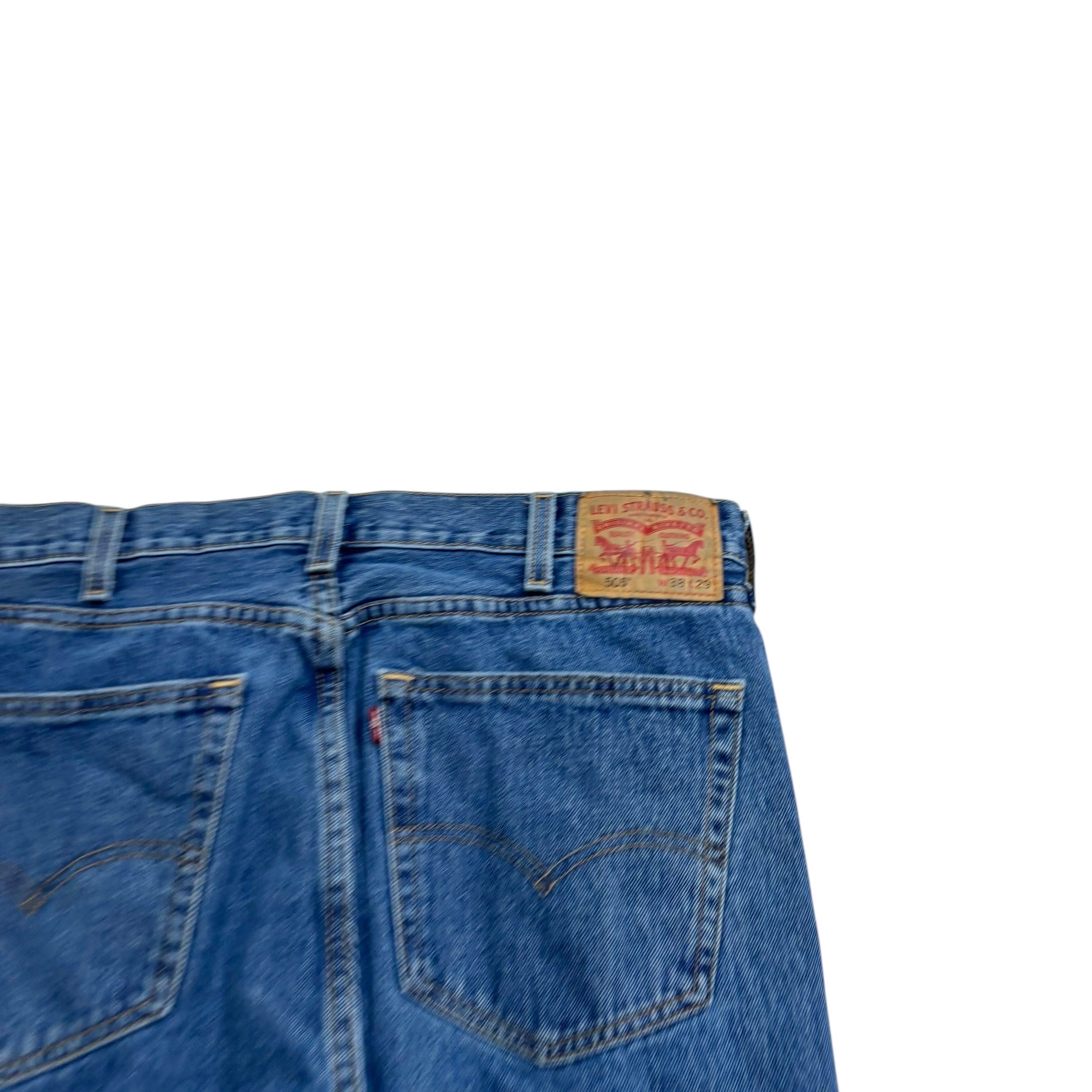 Levis 505 Jeans W38 L29 Mens Mid Blue Regular Straight Fit Denim