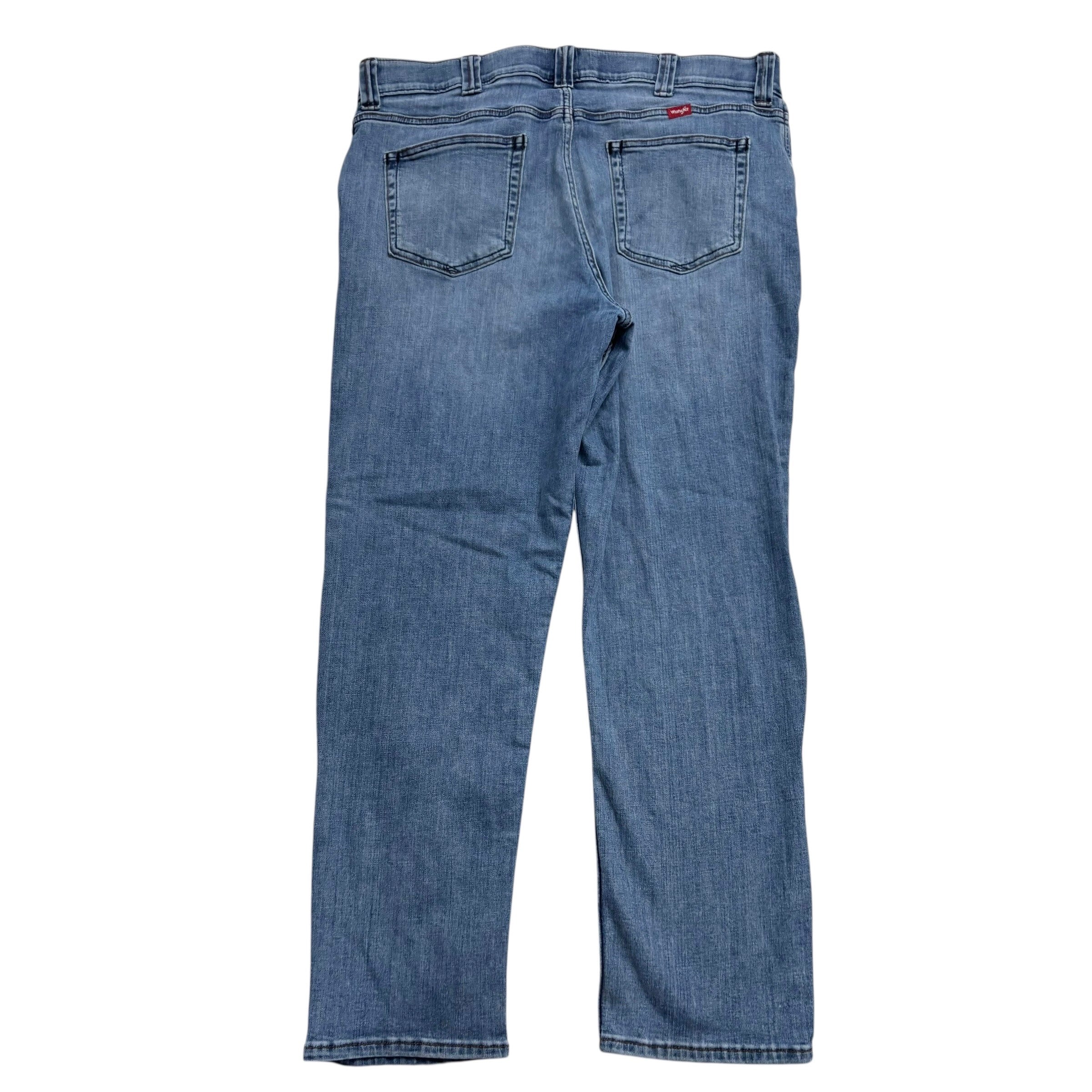 Wrangler Jeans W38 L30 Mens Mid Blue Regular Straight Fit Stretch Denim