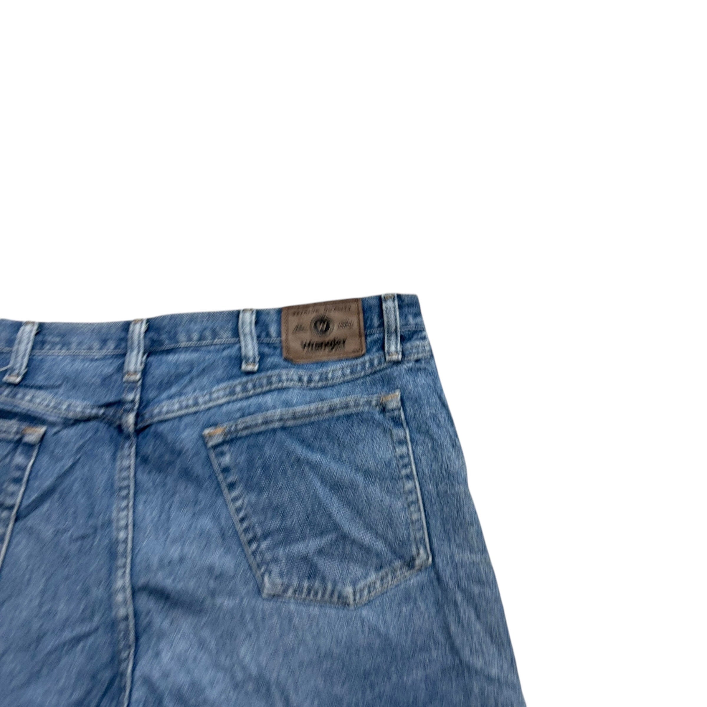 Vintage Wrangler Jorts W38 Mens Denim Shorts Light Blue Baggy Relaxed Fit (F)