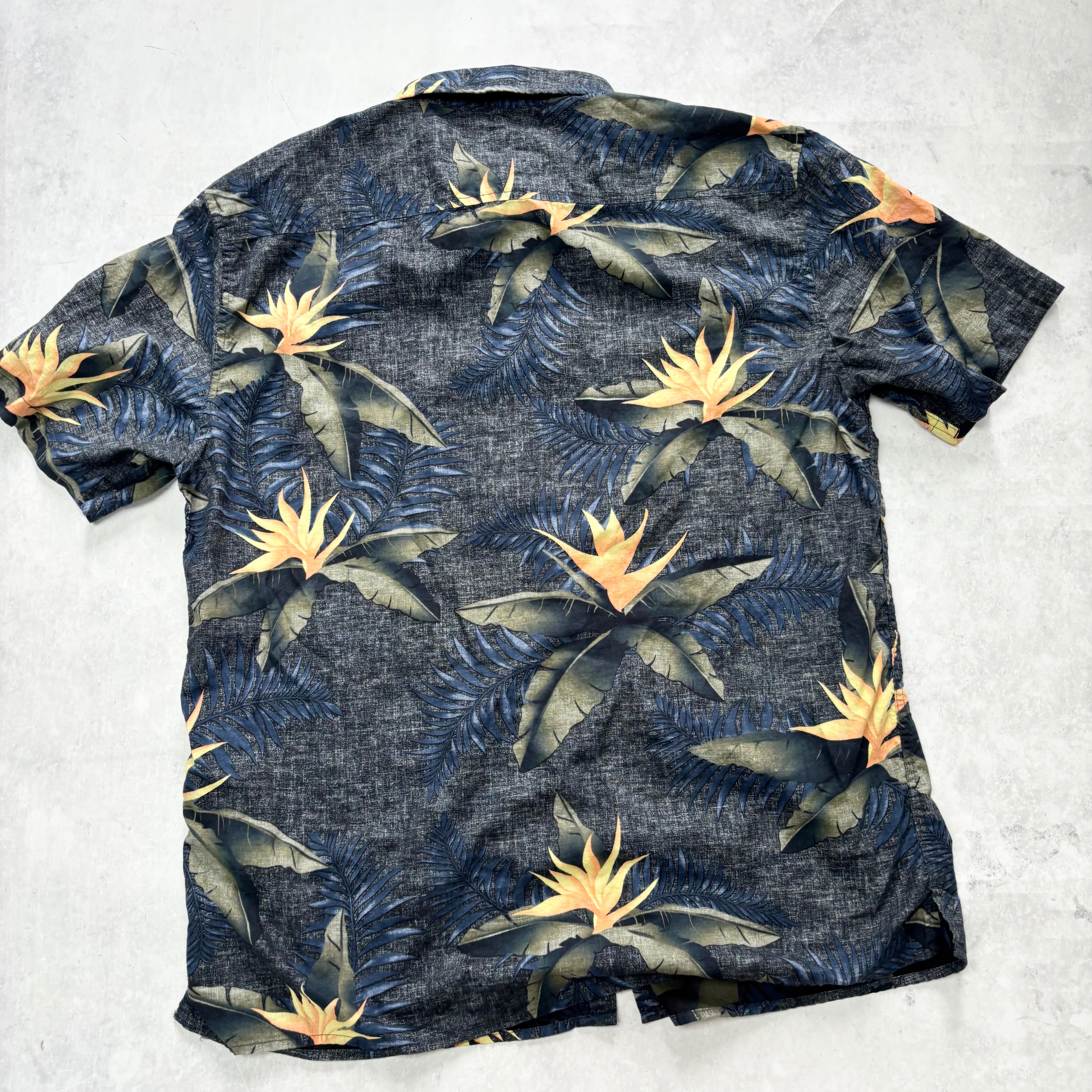Quiksilver Hawaiian Shirt Mens XXL Navy Short Sleeve Cotton Regular Fit (E)