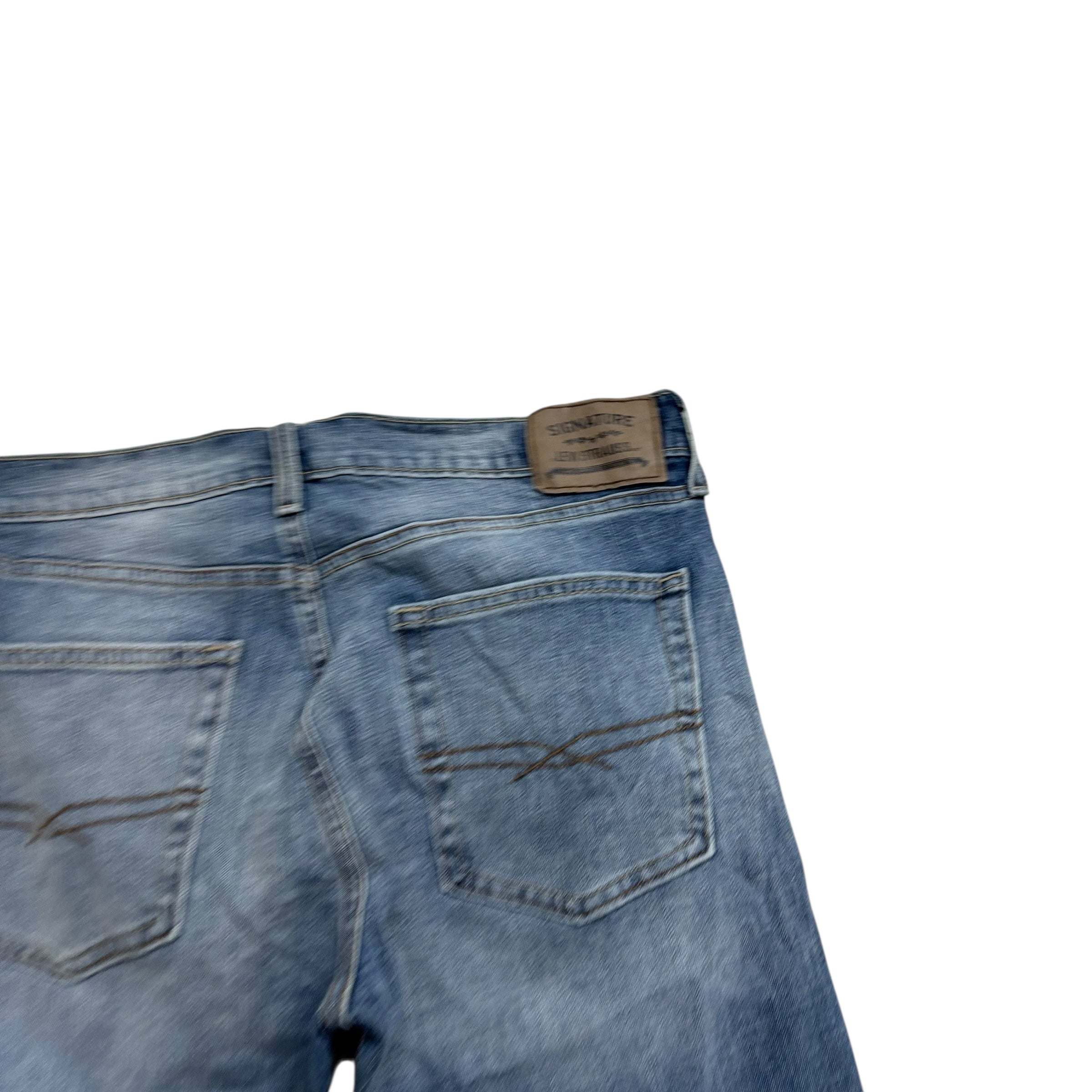 Levis Signature Jeans W34 L32 Mens Mid Blue Slim Straight Stretch Denim (E)